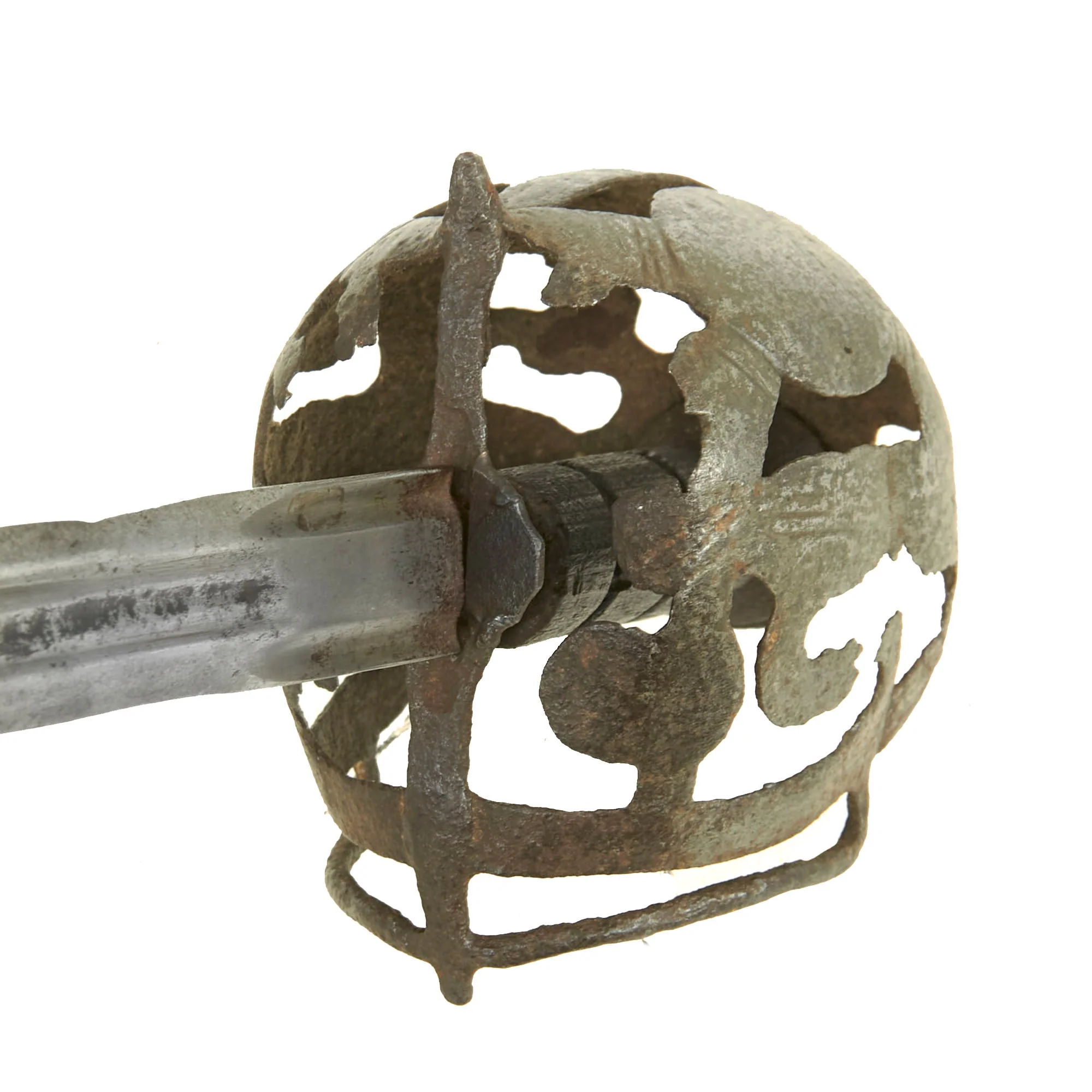 Original 17th Century Scottish 1715 Jacobite Rebellion Basket Hilt Broadsword Marked Andrea Ferara with Solingen “Running Wolf” - C. 1680 - Image 3