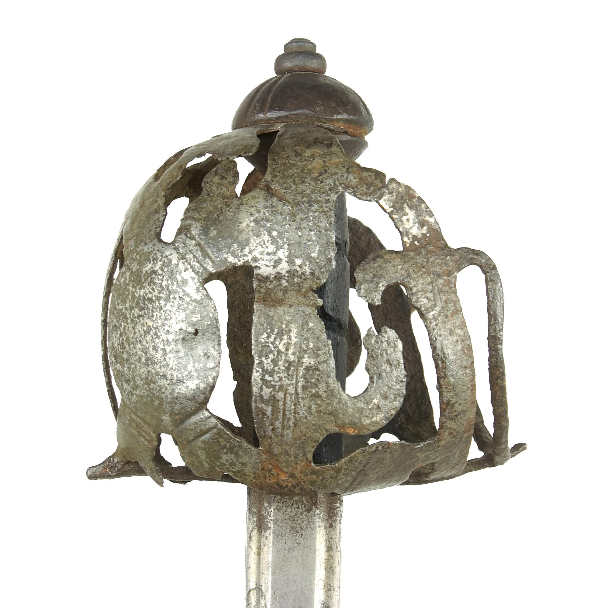 Original 17th Century Scottish 1715 Jacobite Rebellion Basket Hilt Broadsword Marked Andrea Ferara with Solingen “Running Wolf” - C. 1680 - Image 5