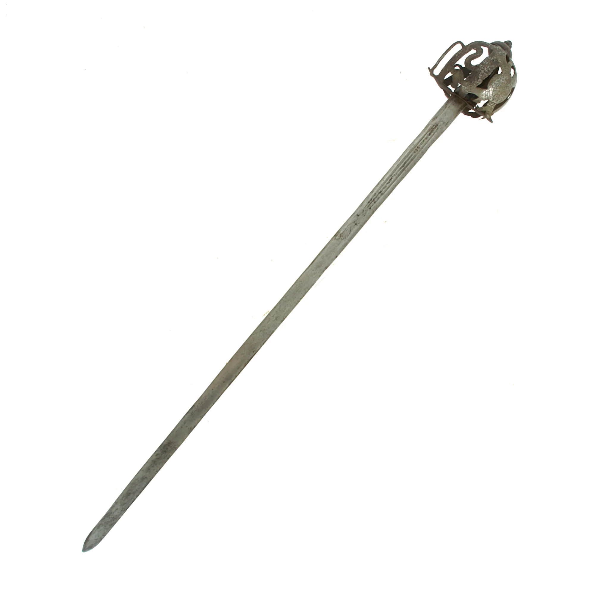 Original 17th Century Scottish 1715 Jacobite Rebellion Basket Hilt Broadsword Marked Andrea Ferara with Solingen “Running Wolf” - C. 1680 - Image 9