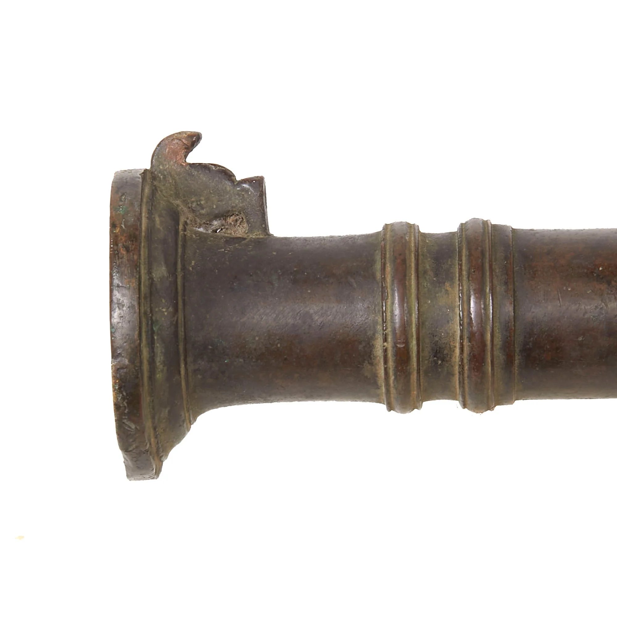 Original 19th Century Indonesian Bronze Lantaka Swivel Cannon Barrel with Base - 27 Inches Long - Image 8