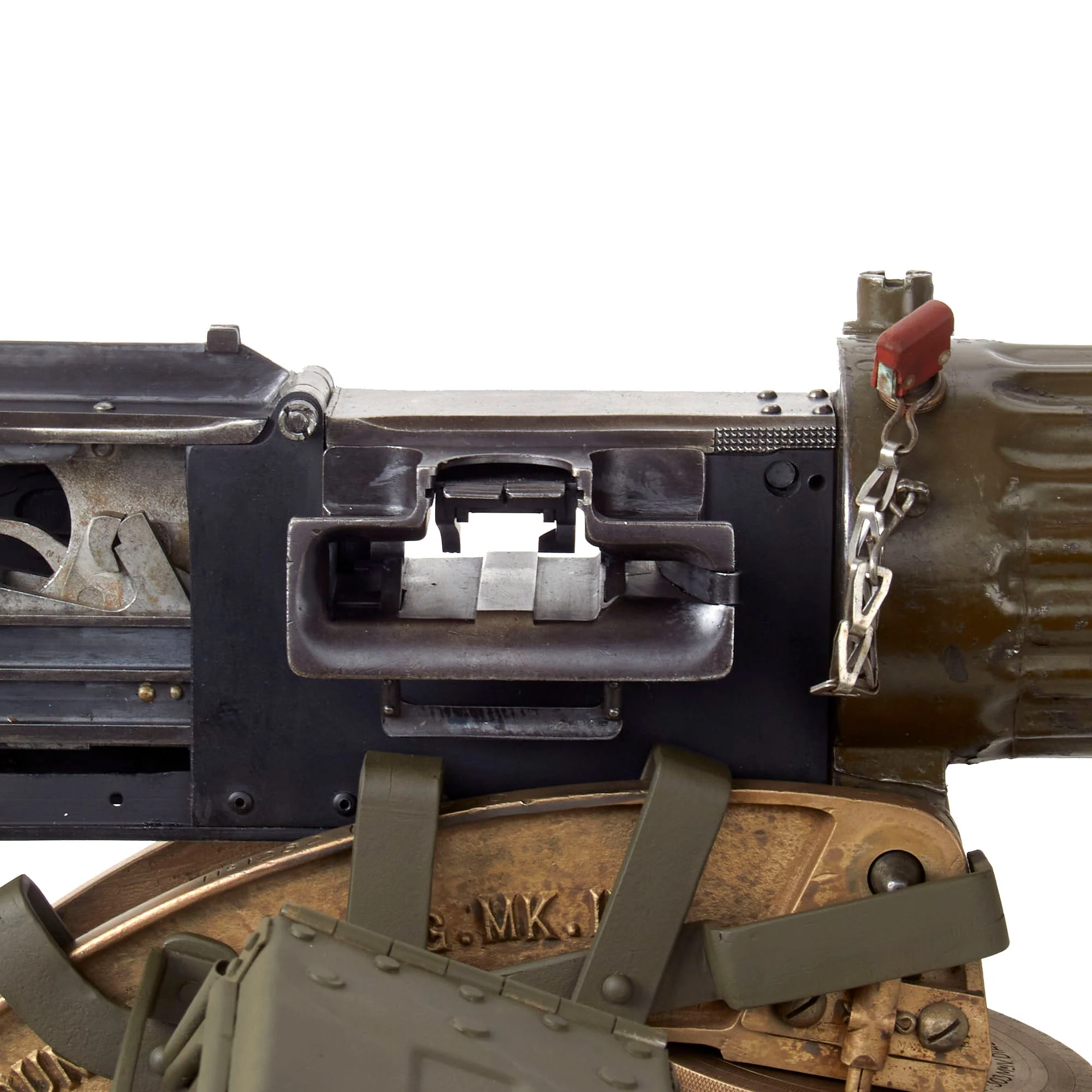Original British WWI Vickers 9mm Turkish Contract Fluted Display Medium Machine Gun Serial C11700 with 1940 Dated Tripod, Ammo Box, and Carrier - Image 28