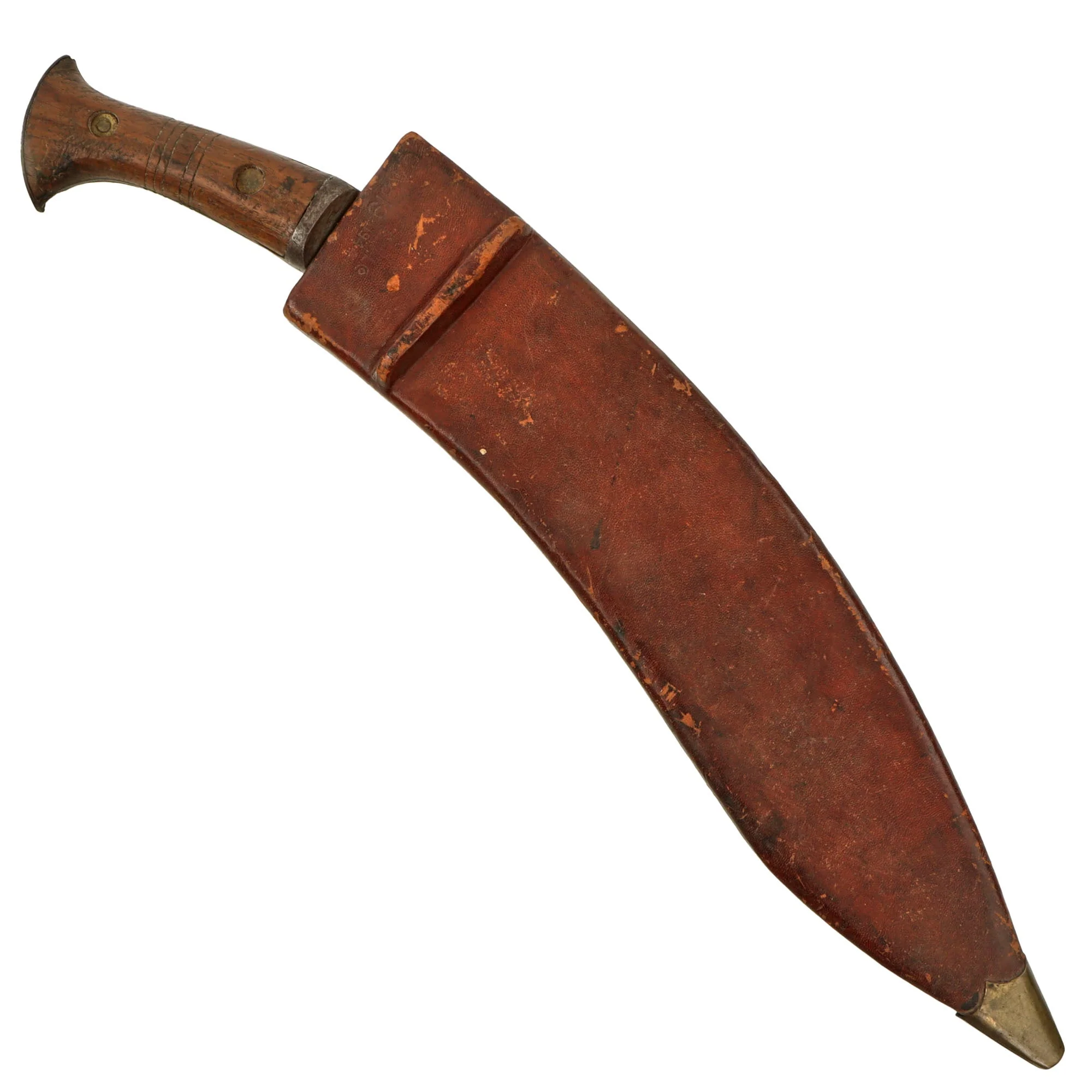 Original British WWII 1943-Dated MkII Pattern Kukri with Hard 1944-Dated Leather Scabbard - Image 3