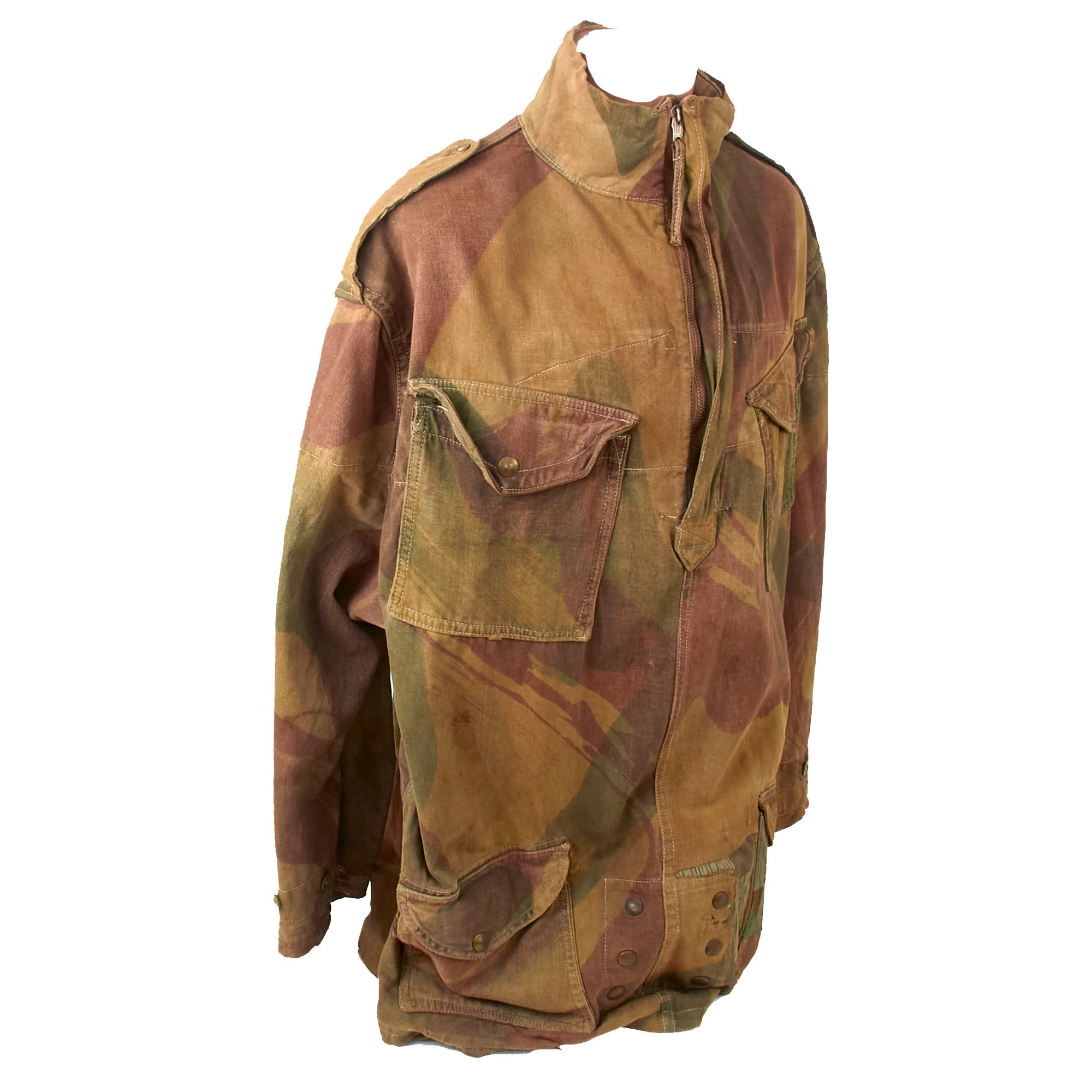 Original British WWII Parachute Regiment Airborne Troops 2nd Pattern Denison Smock with Period German Splinter Pattern Zeltbahn Repair - Dated 1945