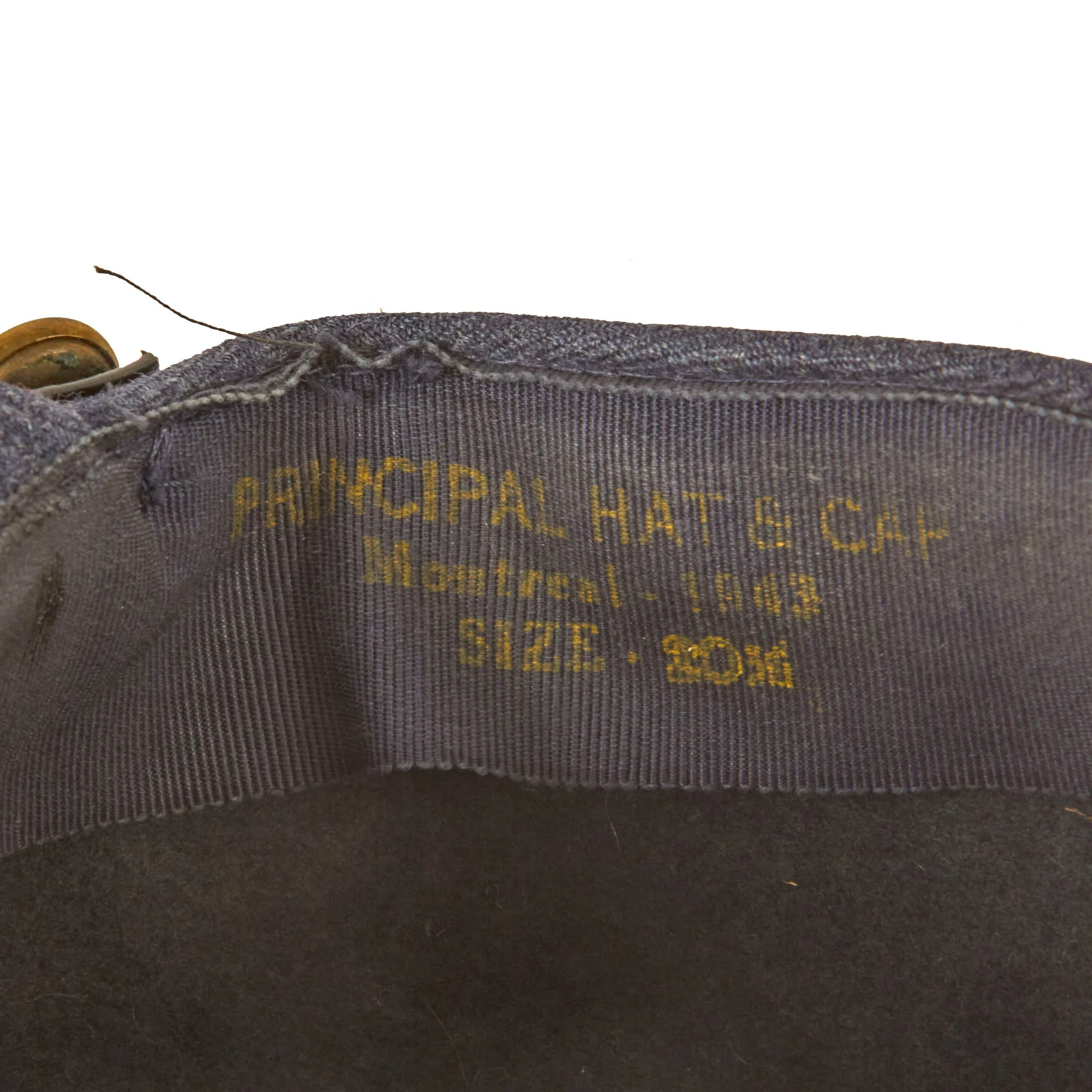 Original Canadian WWII RCAF Royal Canadian Air Force Women's Auxiliary's Service Cap by Principal Hat & Cap of Montreal - Dated 1943 - Image 3
