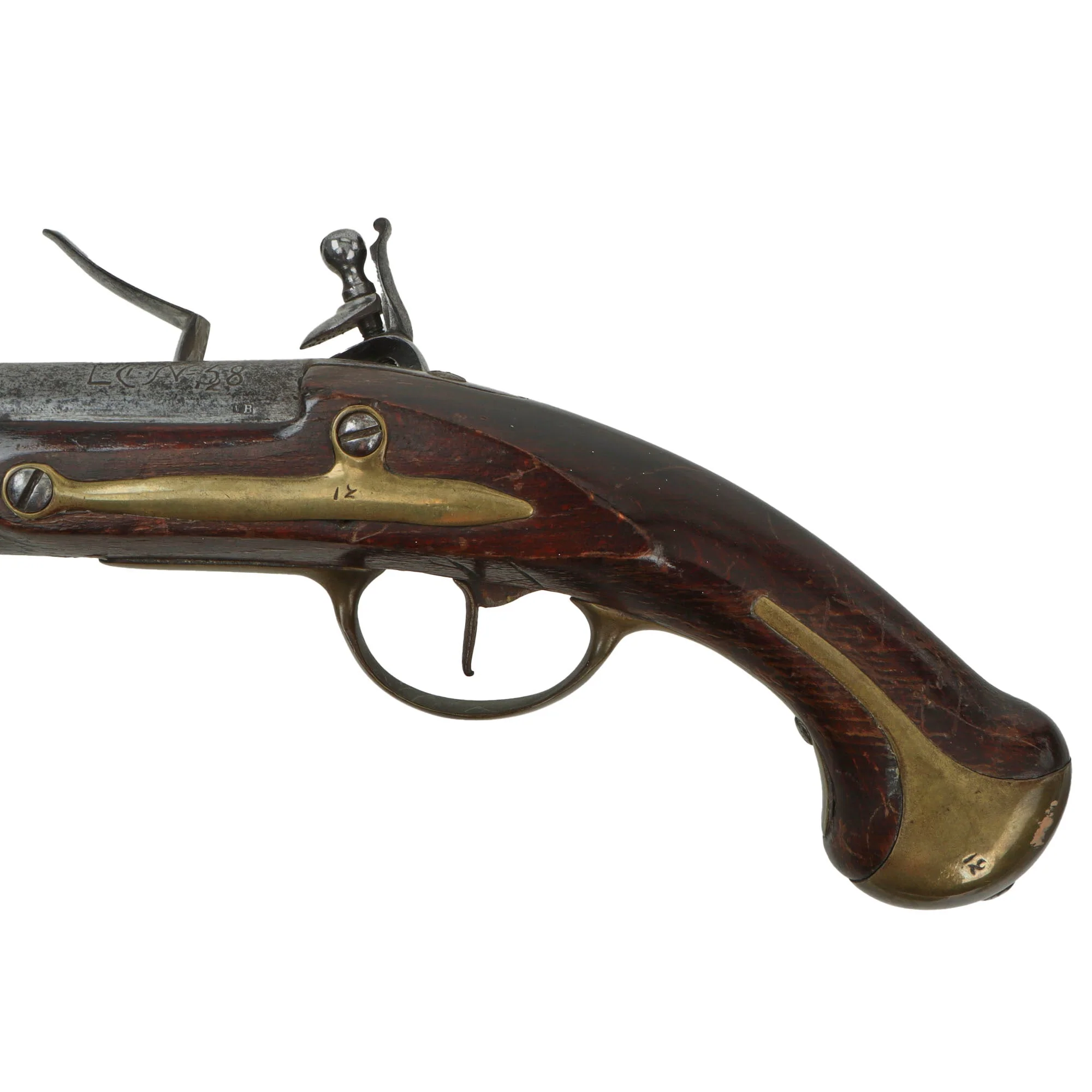 Original Danish Model 1772 Heavy Dragoon and Naval Flintlock Pistol Serial 12 with 1815 Liège Proof - Circa 1780 - Image 3