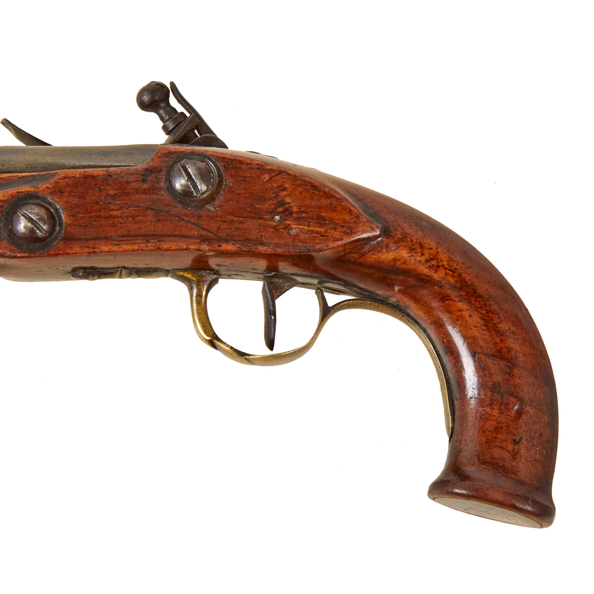 Original Early 19th Century U.S. Rifled Flintlock Vest Pocket Pistol with Horn Butt Cap Circa 1810 - Unmarked - Image 9