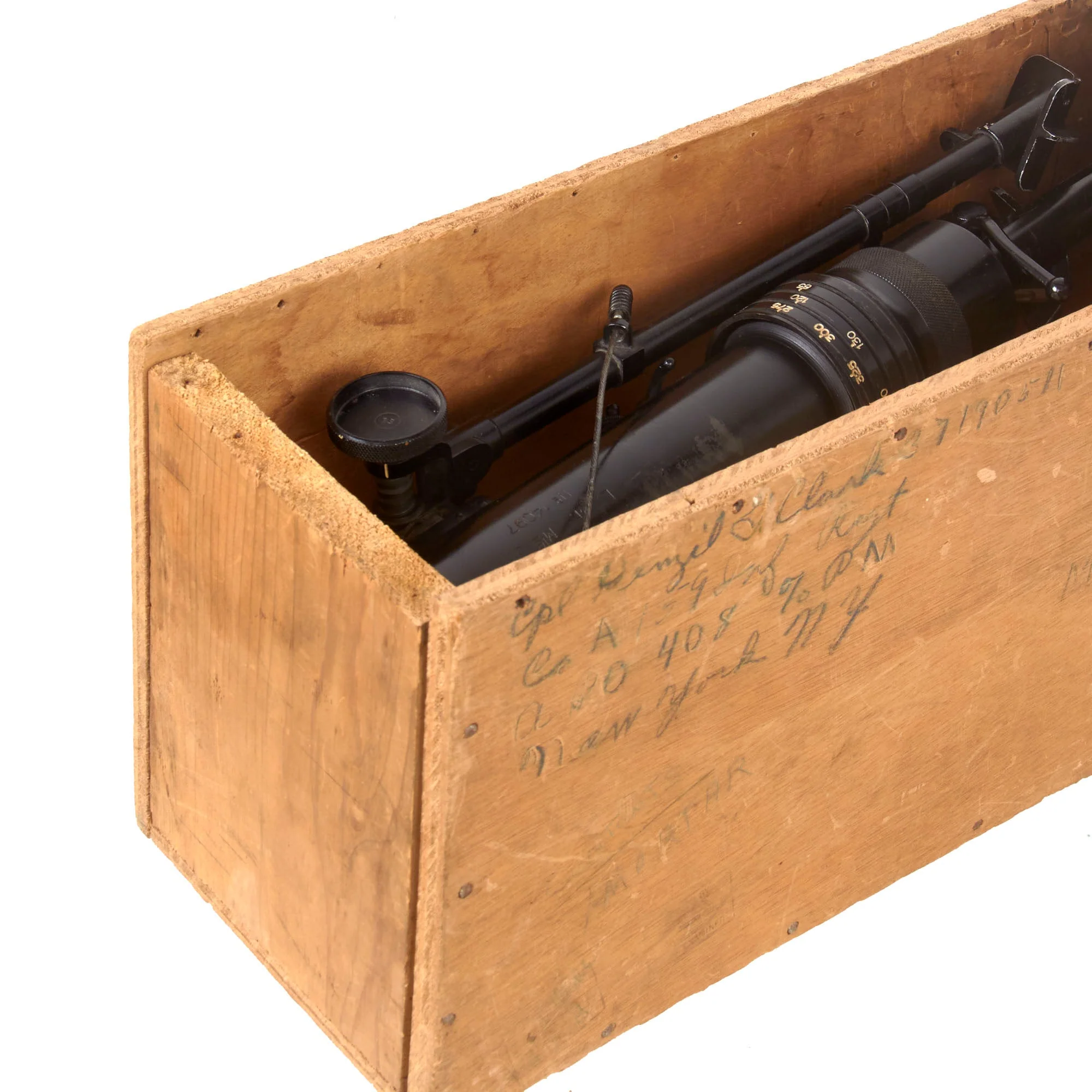 Original French WWII Brandt 50mm Modèle 1937 L GR MLE 37 Inert Display Light Mortar Serial 14097 in Named Send Home Crate - 159th Infantry Regiment - Image 25