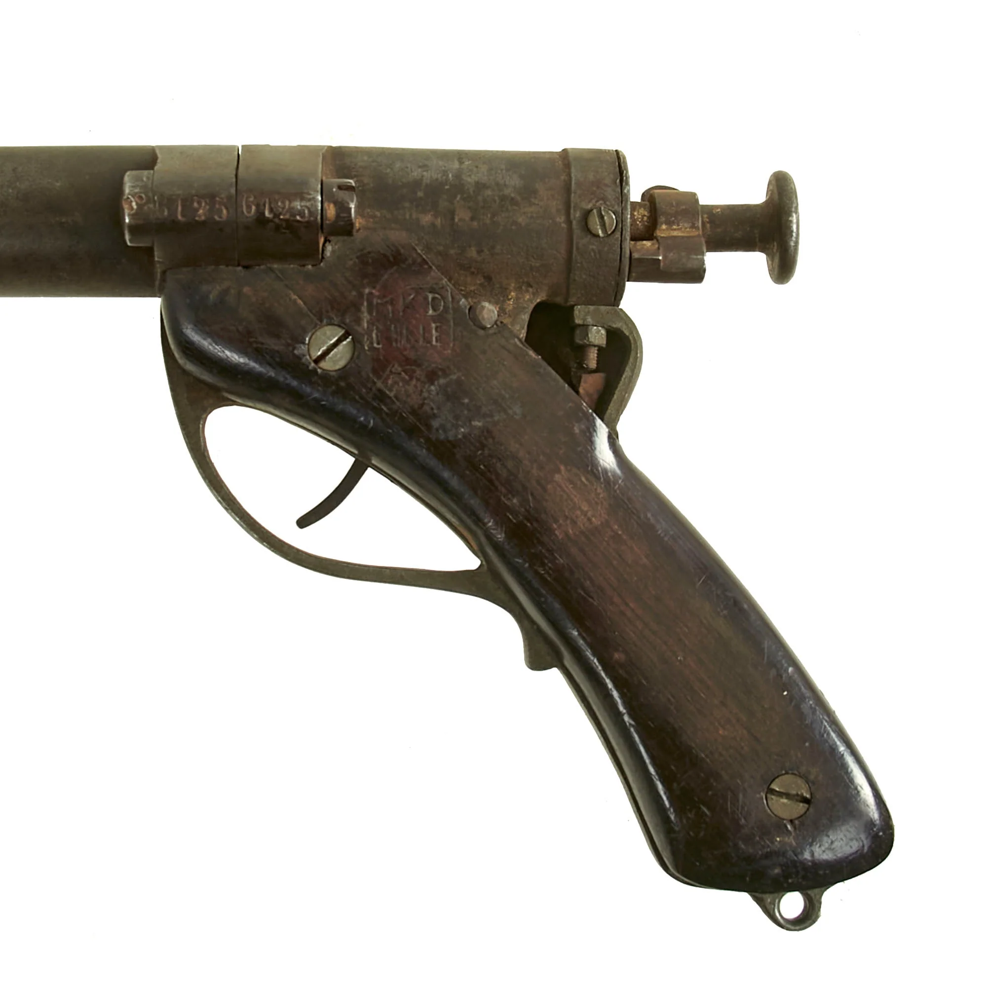 Original German WWI Belgian Occupation Lille Depot Manufactured Ersatz Flare Pistol with Barrel Problem - Serial 6125 - Image 8