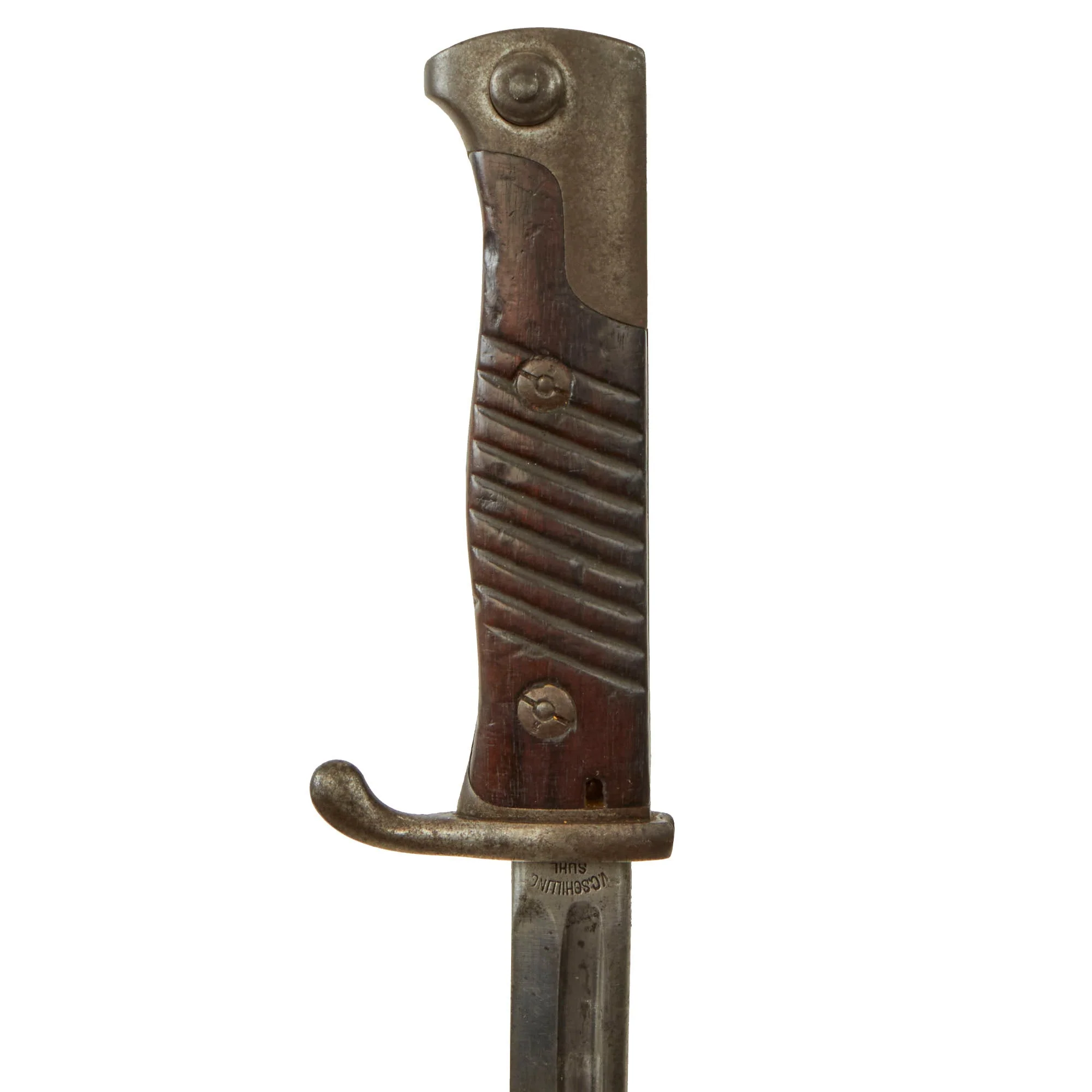 Original German WWI M1898 n/A GEW 98 Bayonet by V.C. Schilling of Suhl Dated 1906 with Leather Scabbard - Scabbard Regiment Marked - Image 9