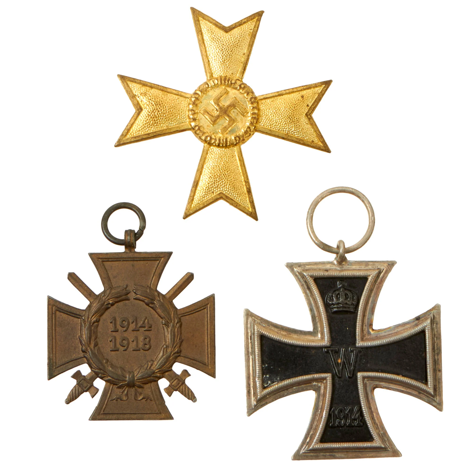 Original German WWI - WWII Medal & Insignia Grouping with 1914 EKII, Bronze Mother's Cross, and More - 10 Items - Image 6