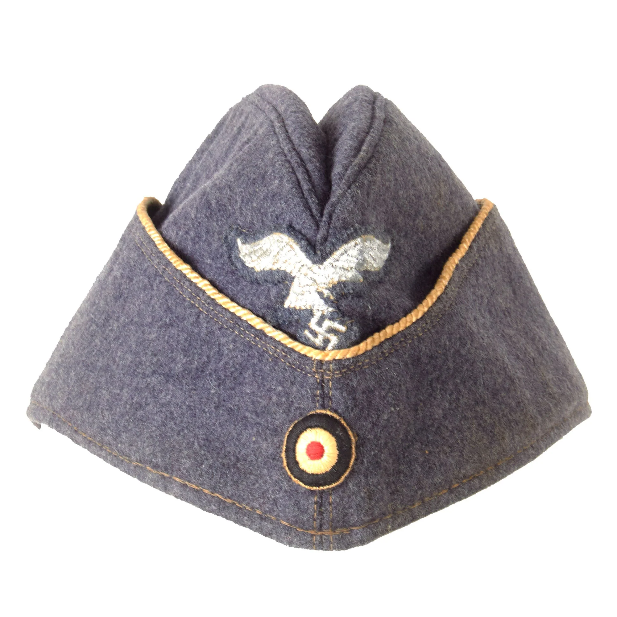 Original German WWII 1937 Luftwaffe Dated Division Hermann Göring Officer Wool M38 Overseas Cap - Size 54