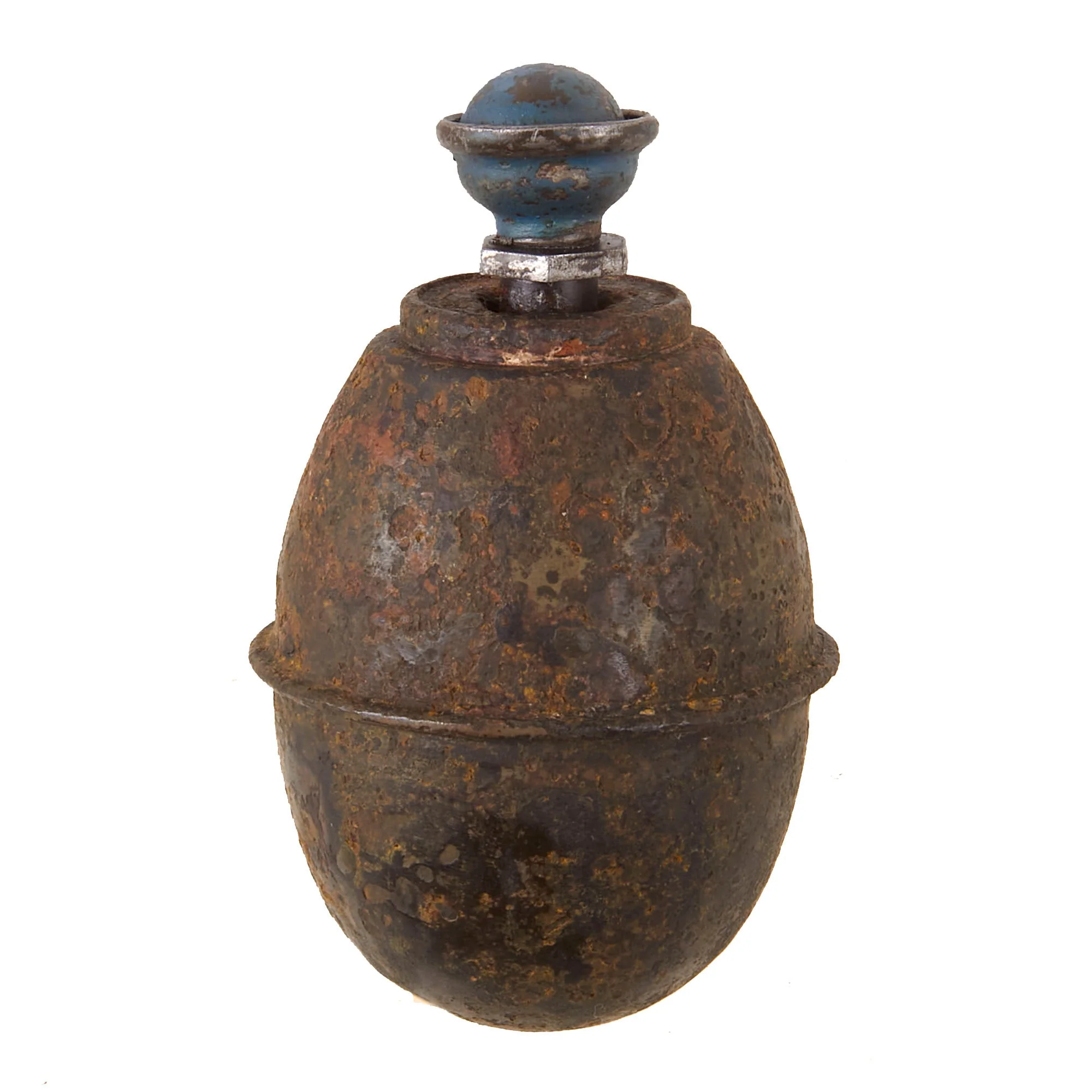 Original German WWII 1943 Dated Model 39 Egg Hand Grenade with Original Fuze by Witwe Wilhelm von Hagen - Dated 1943 - Inert Eierhandgranate - Image 6