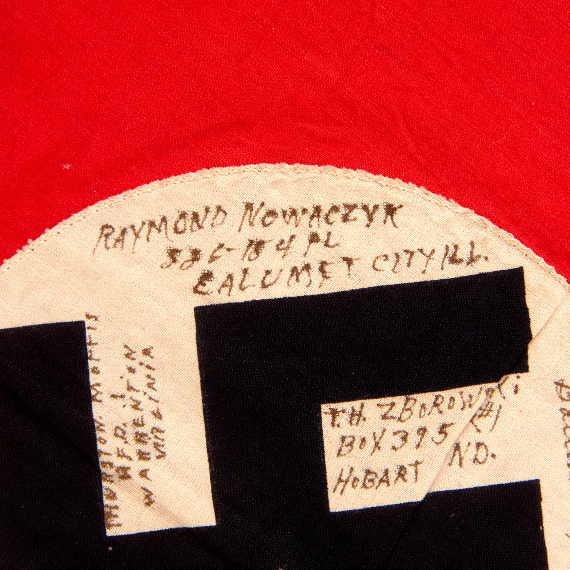 Original German WWII 1st Division Co. D, 26th Infantry Regiment USGI Captured & Signed NSDAP Double Sided Political Banner Flag - 17 Signatures Total - 14½ x 22½” - Image 5