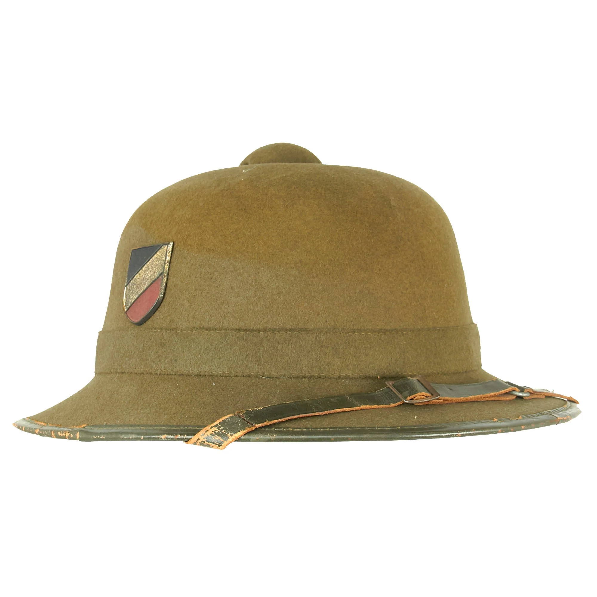Original German WWII 2nd Model 1942 dated Afrikakorps DAK Sun Helmet with Badges - size 57 - Image 7