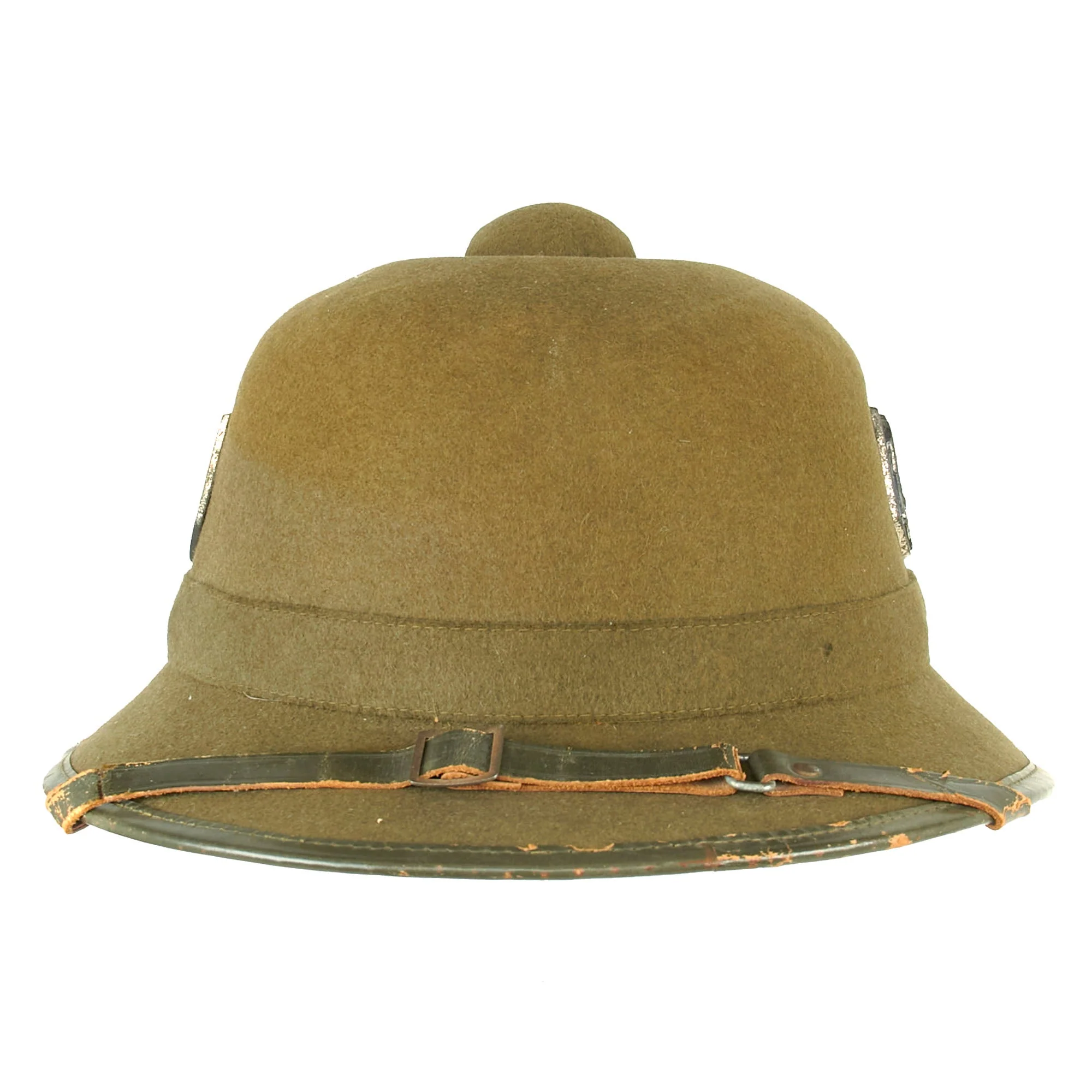 Original German WWII 2nd Model 1942 dated Afrikakorps DAK Sun Helmet with Badges - size 57 - Image 9