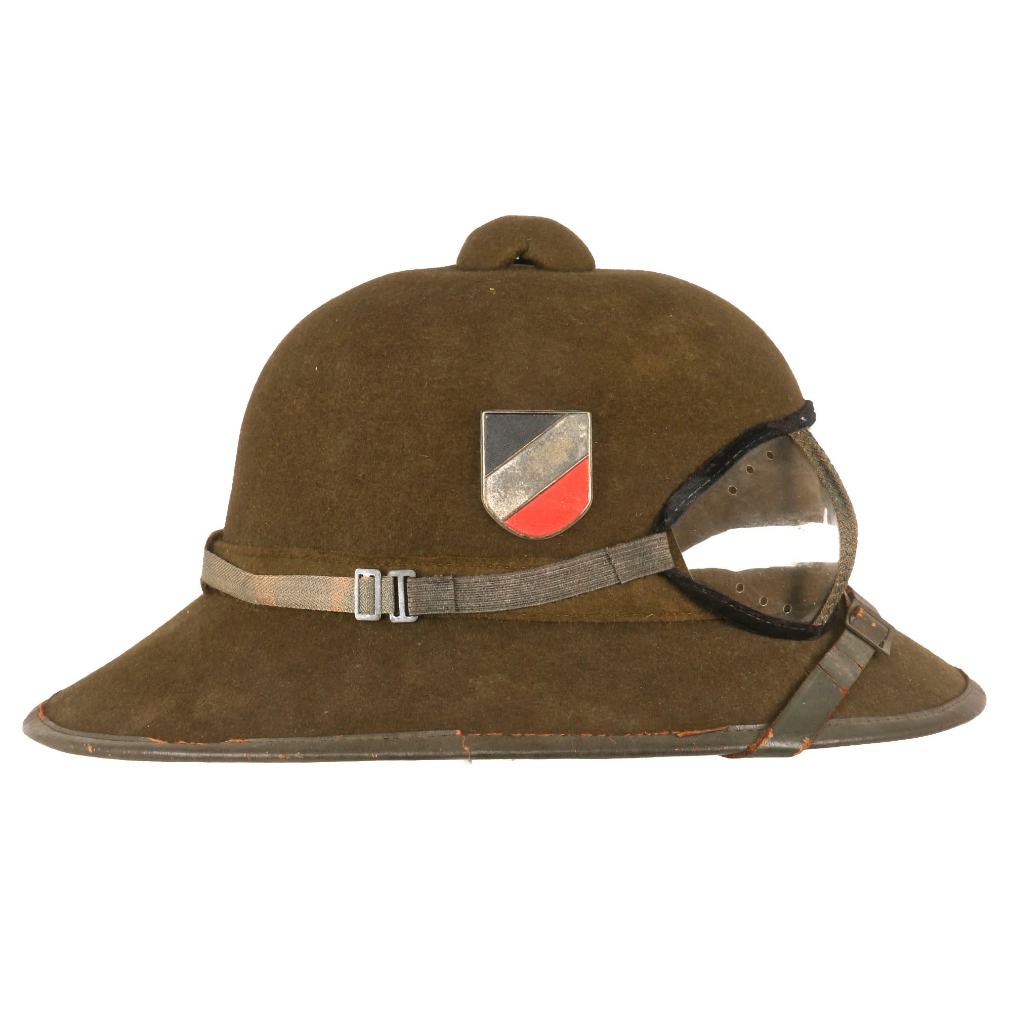 Original German WWII 2nd Model Afrikakorps DAK Sun Helmet with Eye Shields - size 54 - Image 7