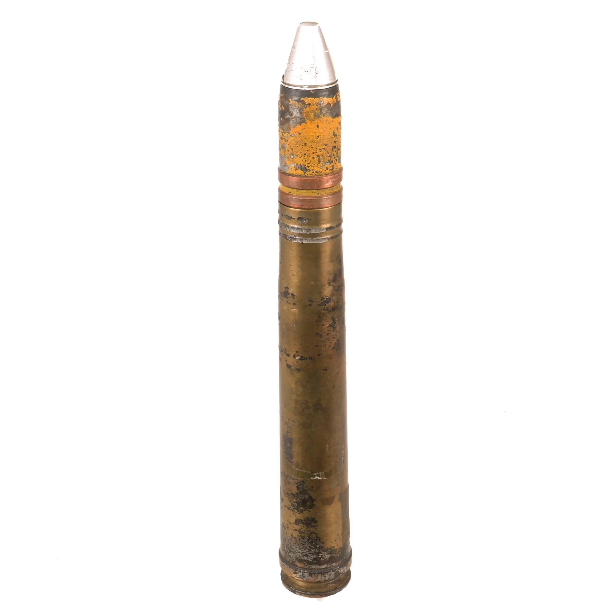 Original German WWII Flak High Explosive 3.7cm Shell - 37mm Anti-Tank - Dated 1939/40 - Image 4