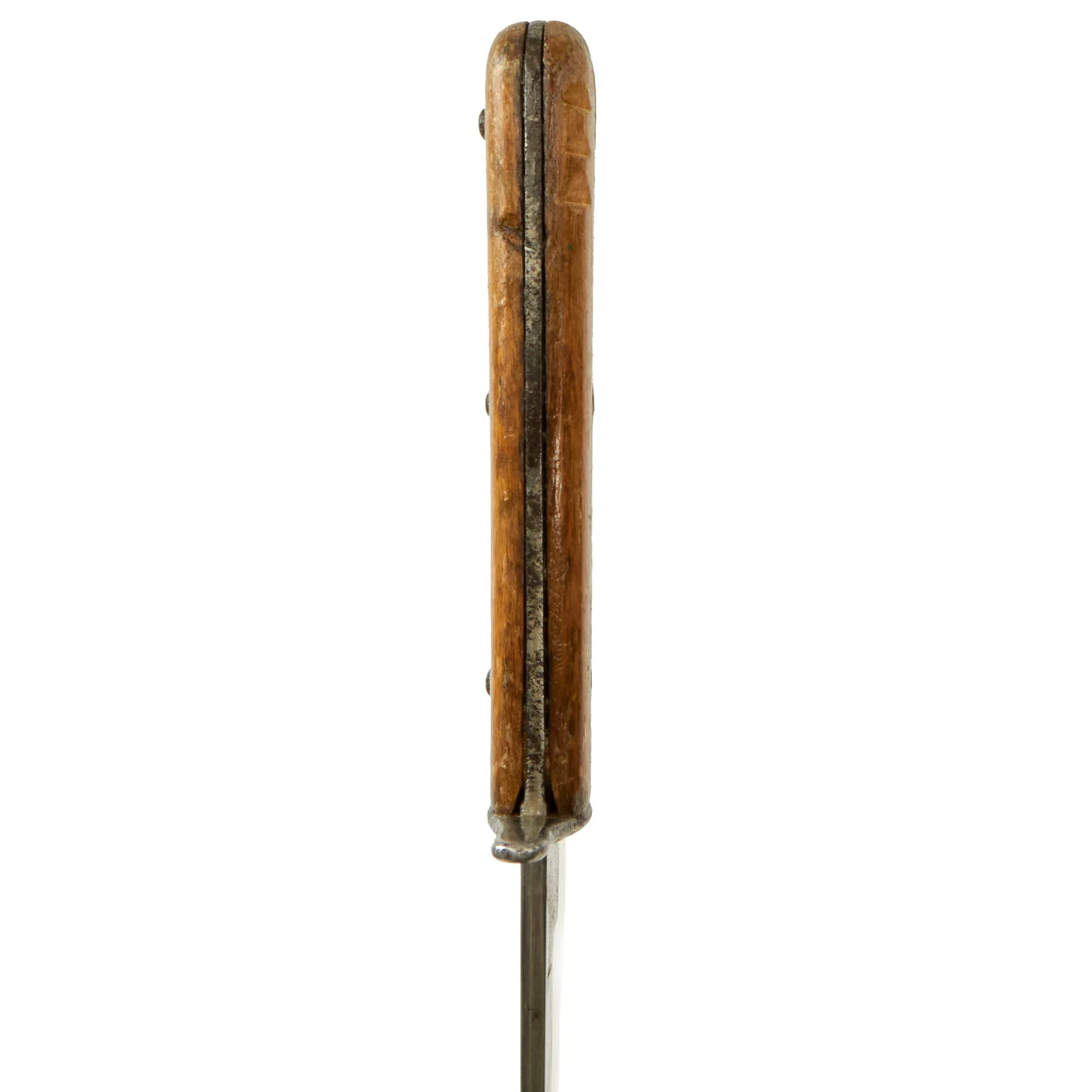 Original German WWII G.I. Captured Luftwaffe Fallschirmjäger Fighting Knife in Modified U.S. M8 Scabbard - Weimar Eagle 6 Marked - Image 10