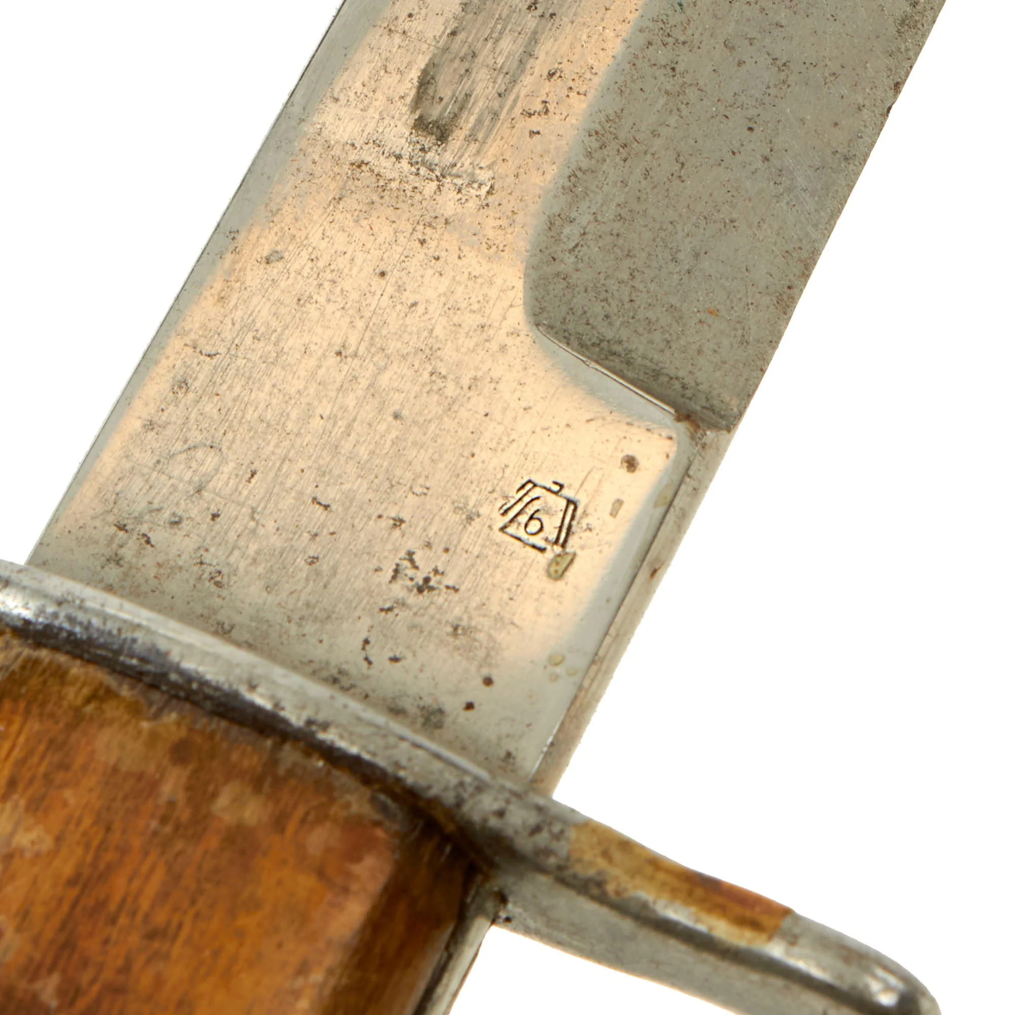 Original German WWII G.I. Captured Luftwaffe Fallschirmjäger Fighting Knife in Modified U.S. M8 Scabbard - Weimar Eagle 6 Marked - Image 6