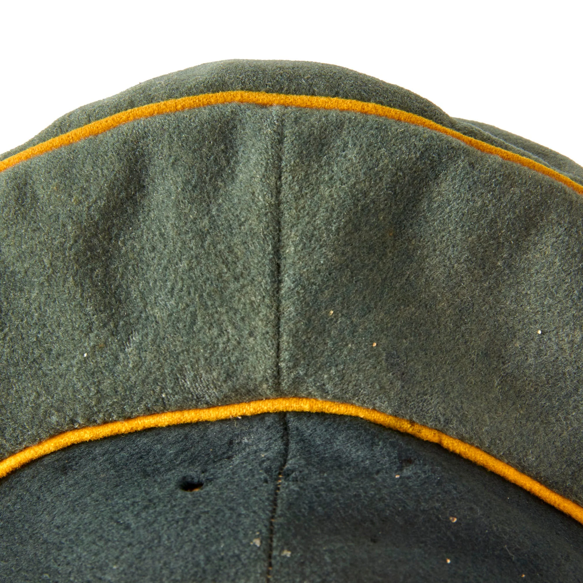 Original German WWII Heer Army Cavalry Officer Schirmmütze Visor Crush Cap with Leather Brim - Missing Sweatband - Image 13