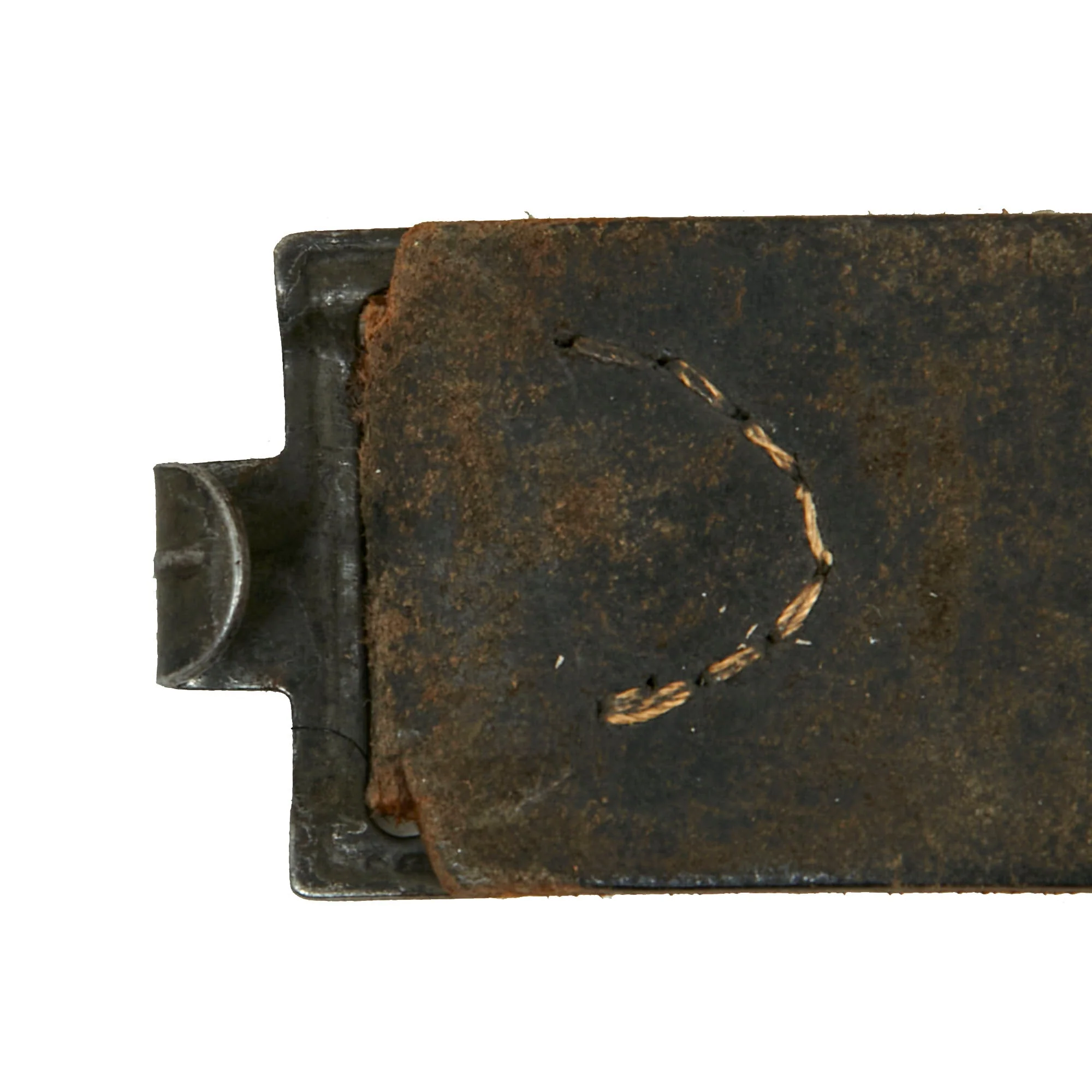 Original German WWII Heer Army EM/NCO Belt with Pebbled Aluminum Buckle by Overhoff & Cie and Two K98 Pouches - Image 11