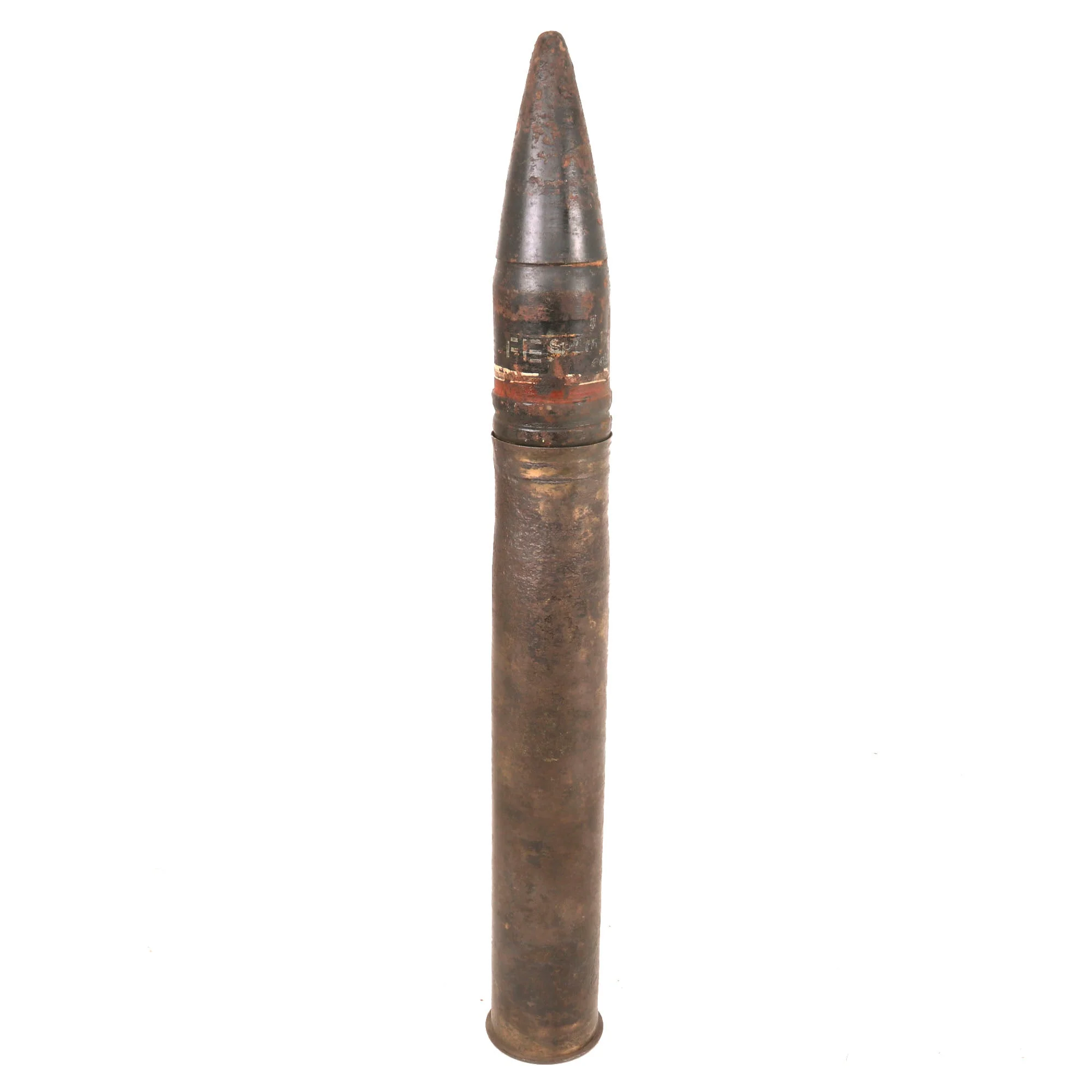 Original German WWII Kriegsmarine Inert 10.5cm Armor Piercing Panzergranate Round & Casing for the SK C/32 Naval Cannon - Dated 1938
