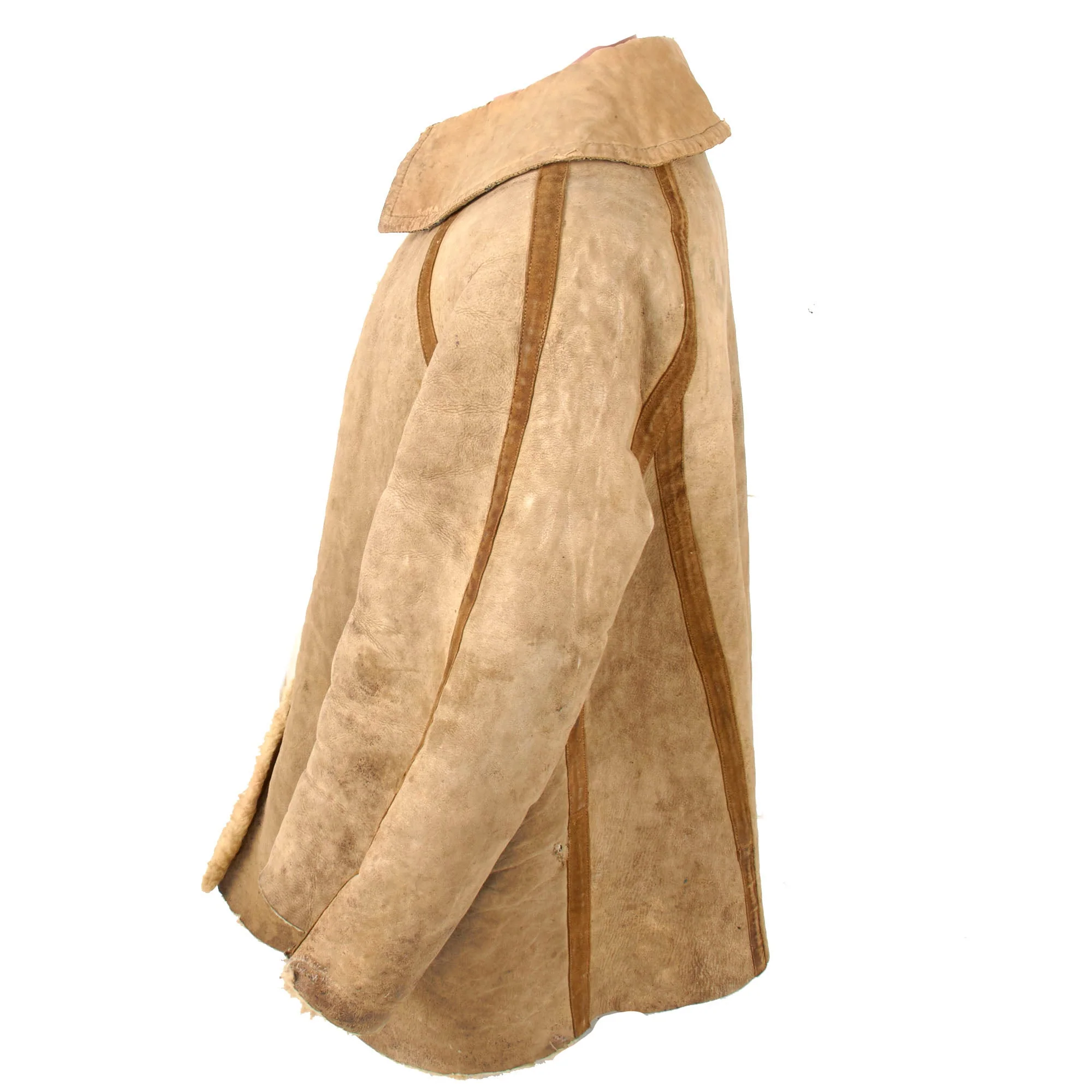 Original German WWII Luftwaffe Air Force Fur-Lined Sheepskin Winter Parka with Faded RBNr. Marking - Image 3