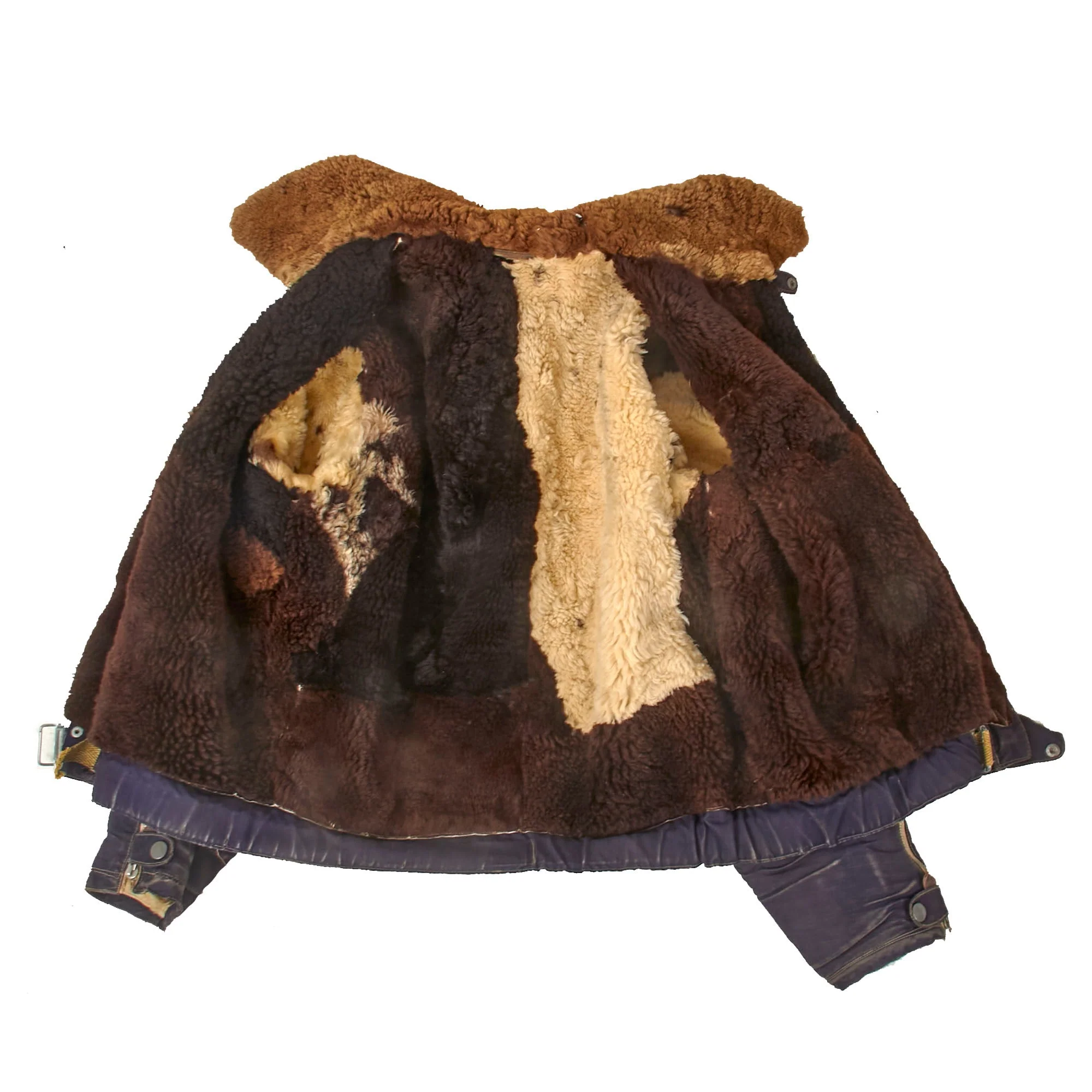 Original German WWII Luftwaffe Blue Winter Fur Lined "Channel" Flying Jacket with Bakelite Main Zipper - Image 7