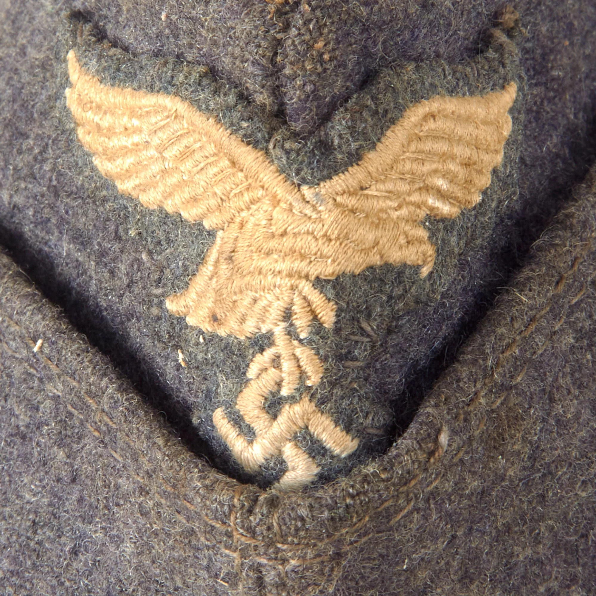 Original German WWII Luftwaffe EM-NCO Wool M38 Overseas Cap in Size 56 - Schiffchen - Image 4