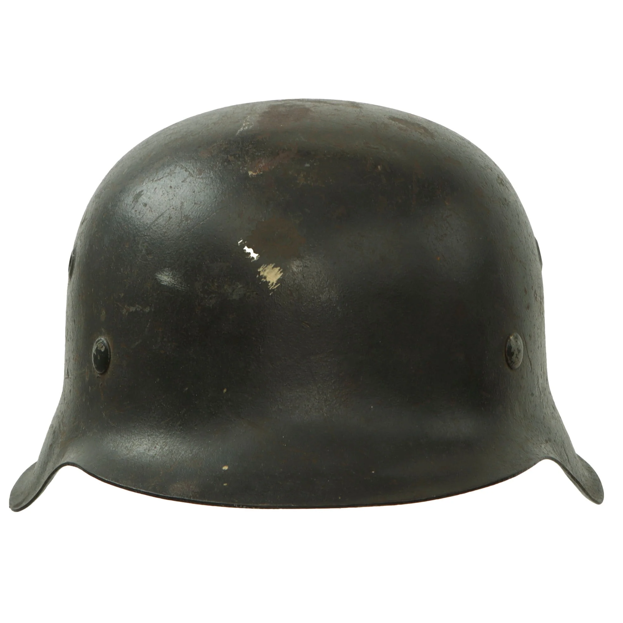 Original German WWII Luftwaffe M42 Single Decal Helmet with Post War Replaced Liner Leather - Size 66 Shell - Image 4