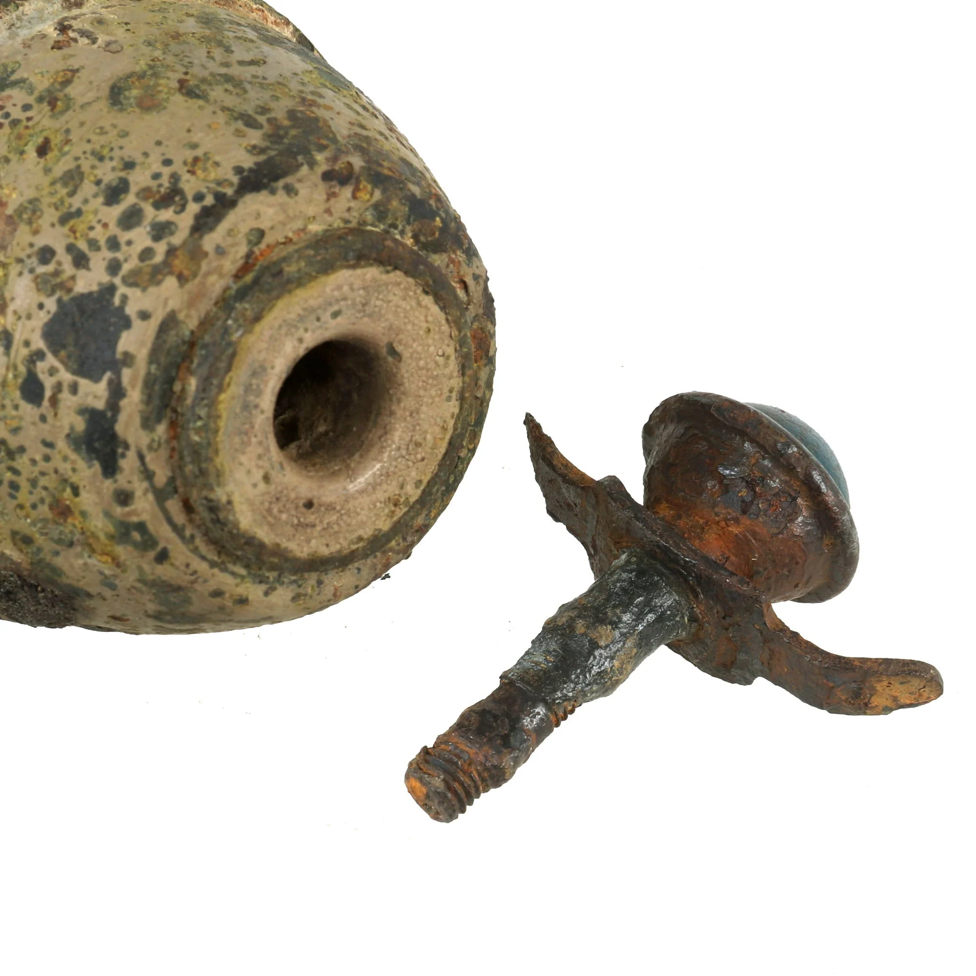 Original German WWII M-39 Egg Hand Grenade With Loose 1944 Dated Fuze - Inert Eierhandgranate - Image 2
