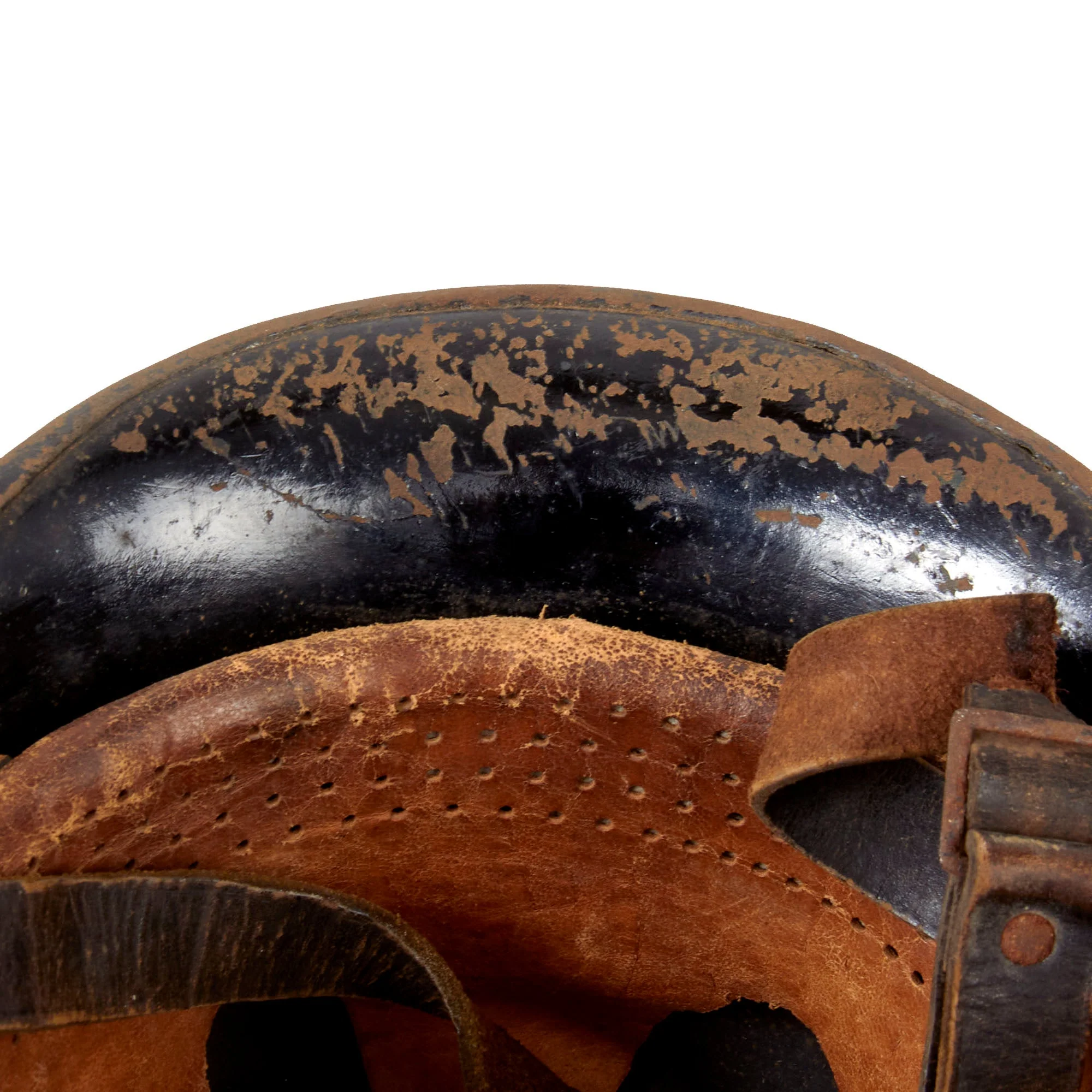 Original German WWII M34 Civic Square Dip Double Decal DRB Bahnschutzpolizei Railway Police Steel Helmet with Liner and Chinstrap - Image 13