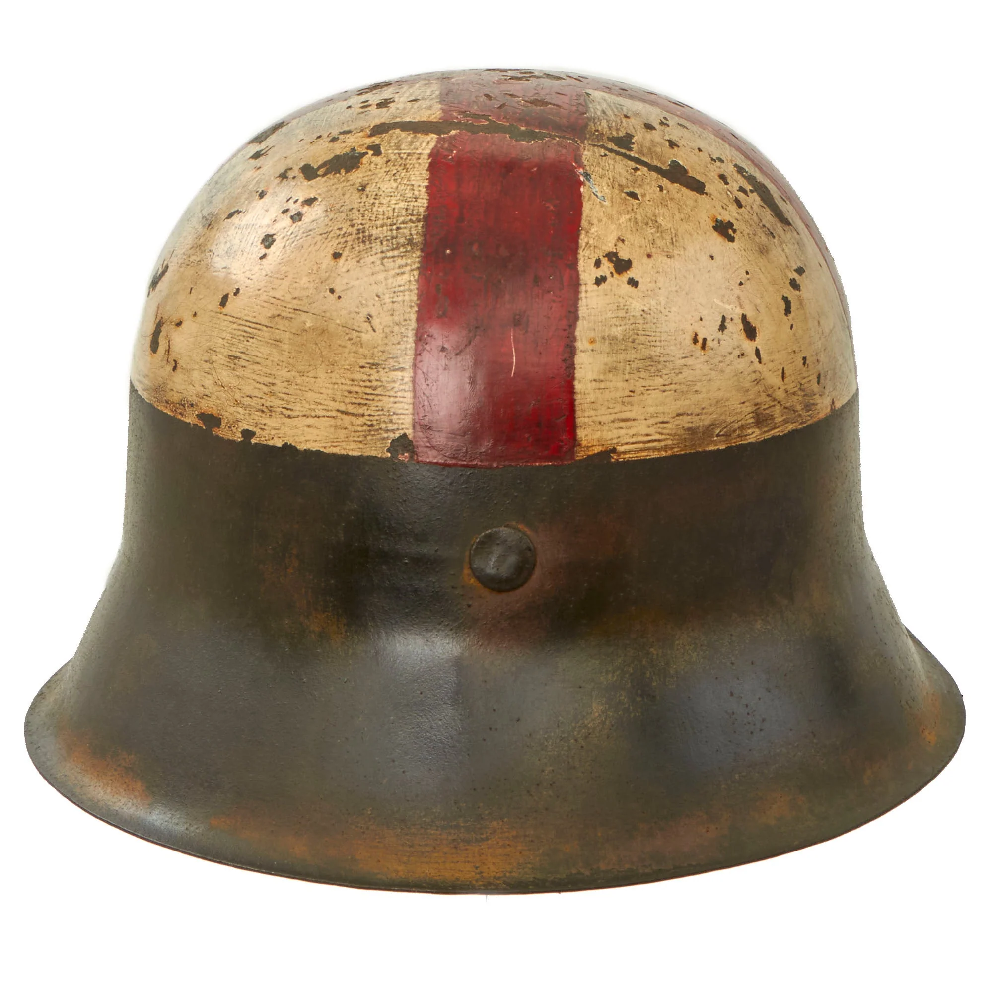 Original German WWII M42 Luftwaffe Helmet with Replicated Medic Paint and 1943 Dated 52cm Liner - ckl60 - Image 8