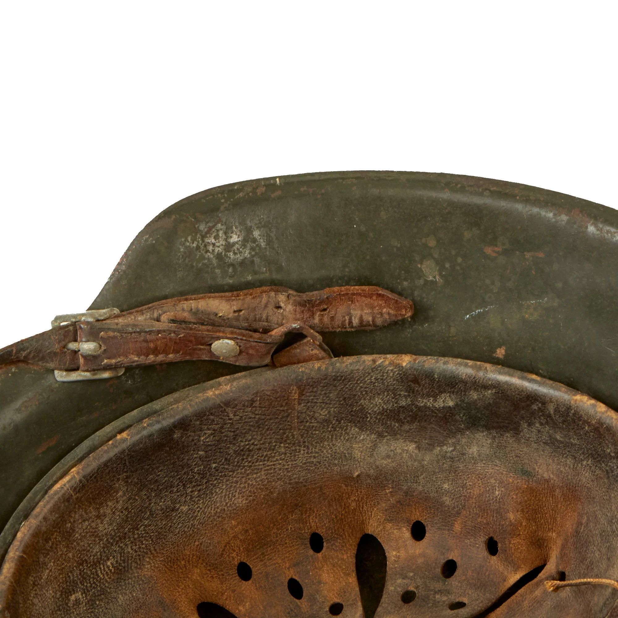 Original German WWII M42 Single Decal Army Heer Helmet with 56cm Liner & Chinstrap - Stamped ET66 - Image 15