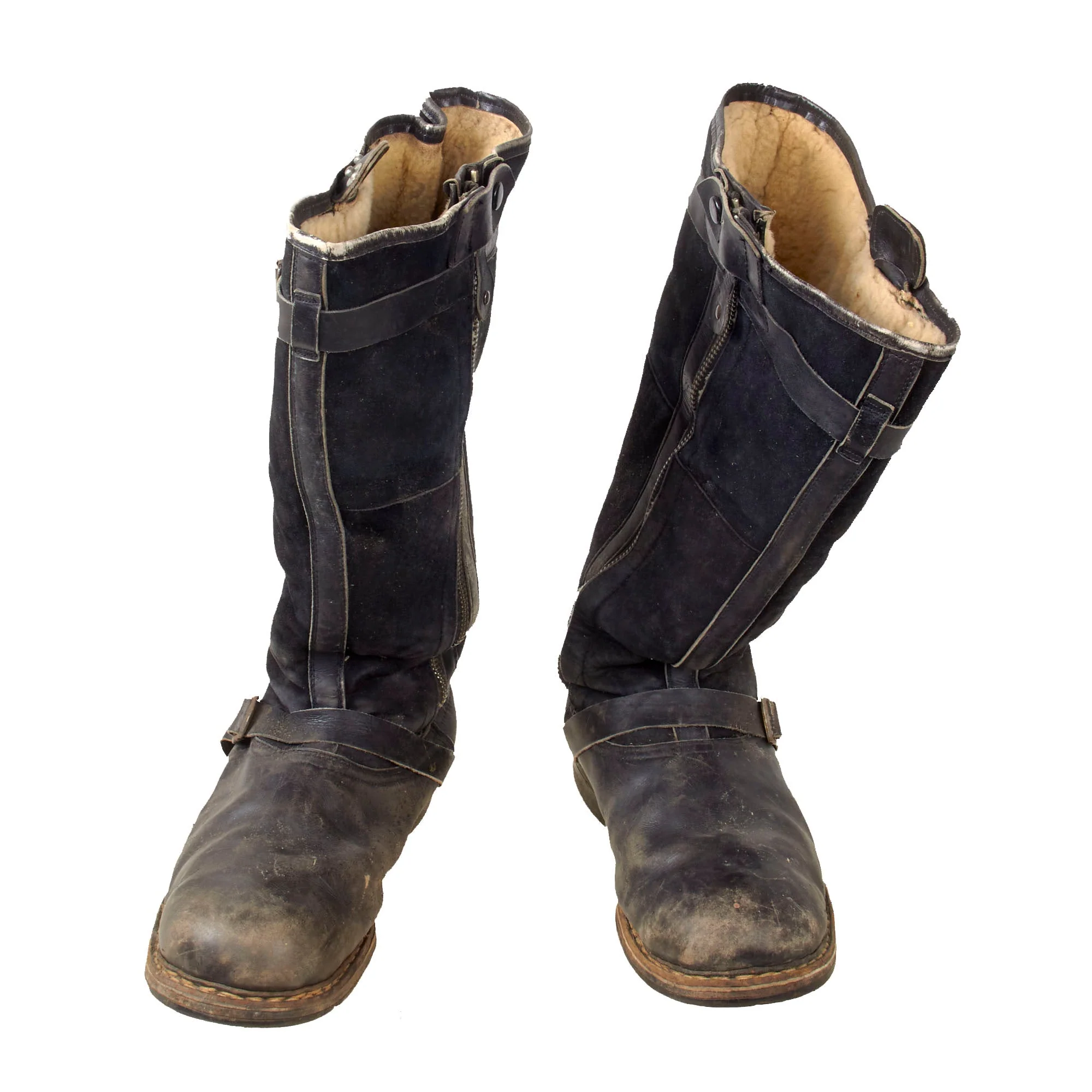 Original German WWII Matched Pair of Luftwaffe Electric Heated Leather Flight Boots by Hoffmann & Co. - Dated 1942 - Image 8