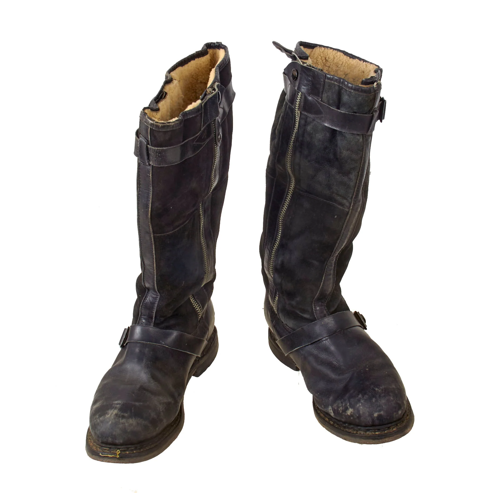 Original German WWII Matched Pair of Luftwaffe Electric Heated Leather Flight Boots - Size 28 1/2 - Image 9