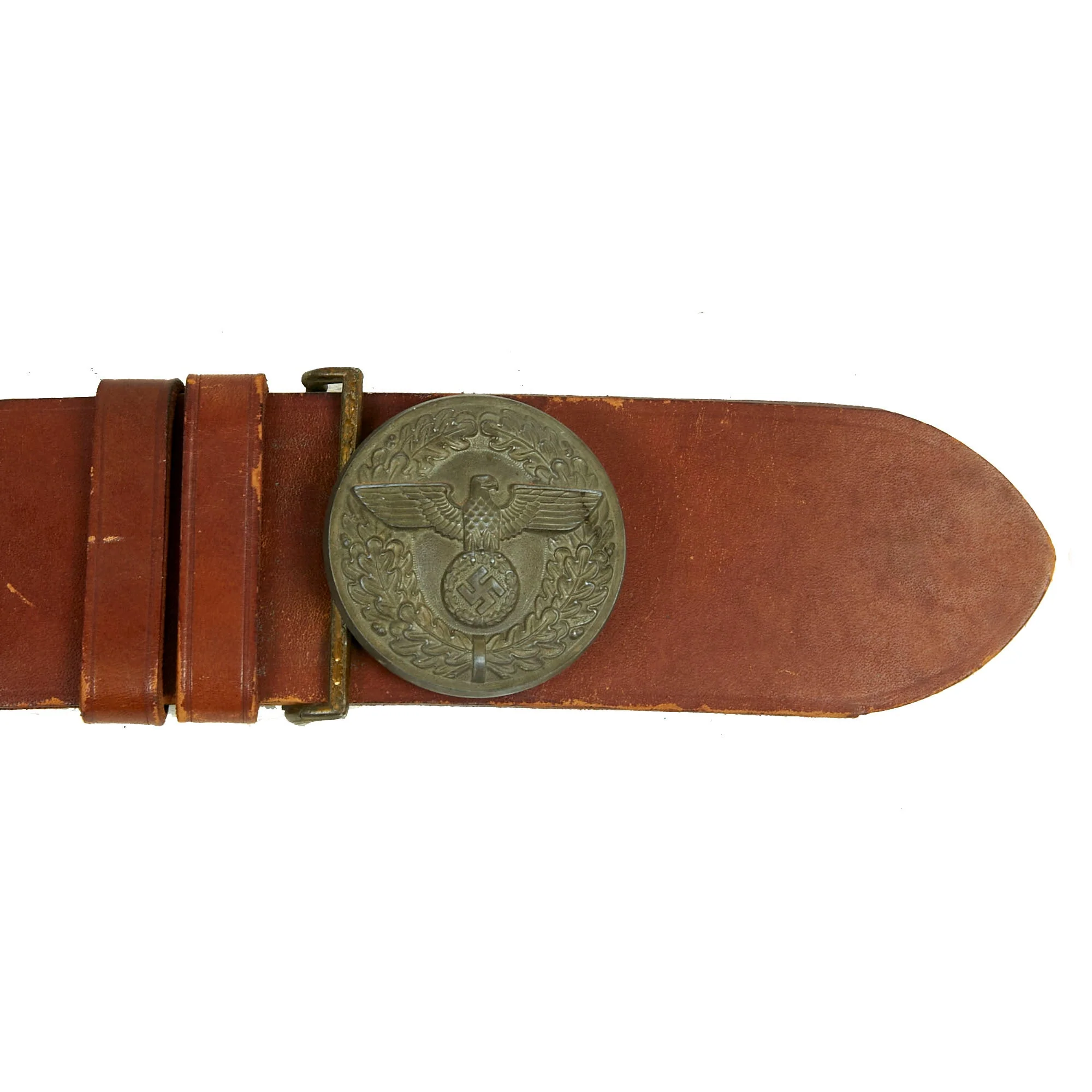 Original German WWII NSDAP Leader Leather Belt with Aluminum Belt Buckle by Gebrüder Gloerfeld & Wilhelm Deumer - RZM M4/77 & M4/72 - Image 7