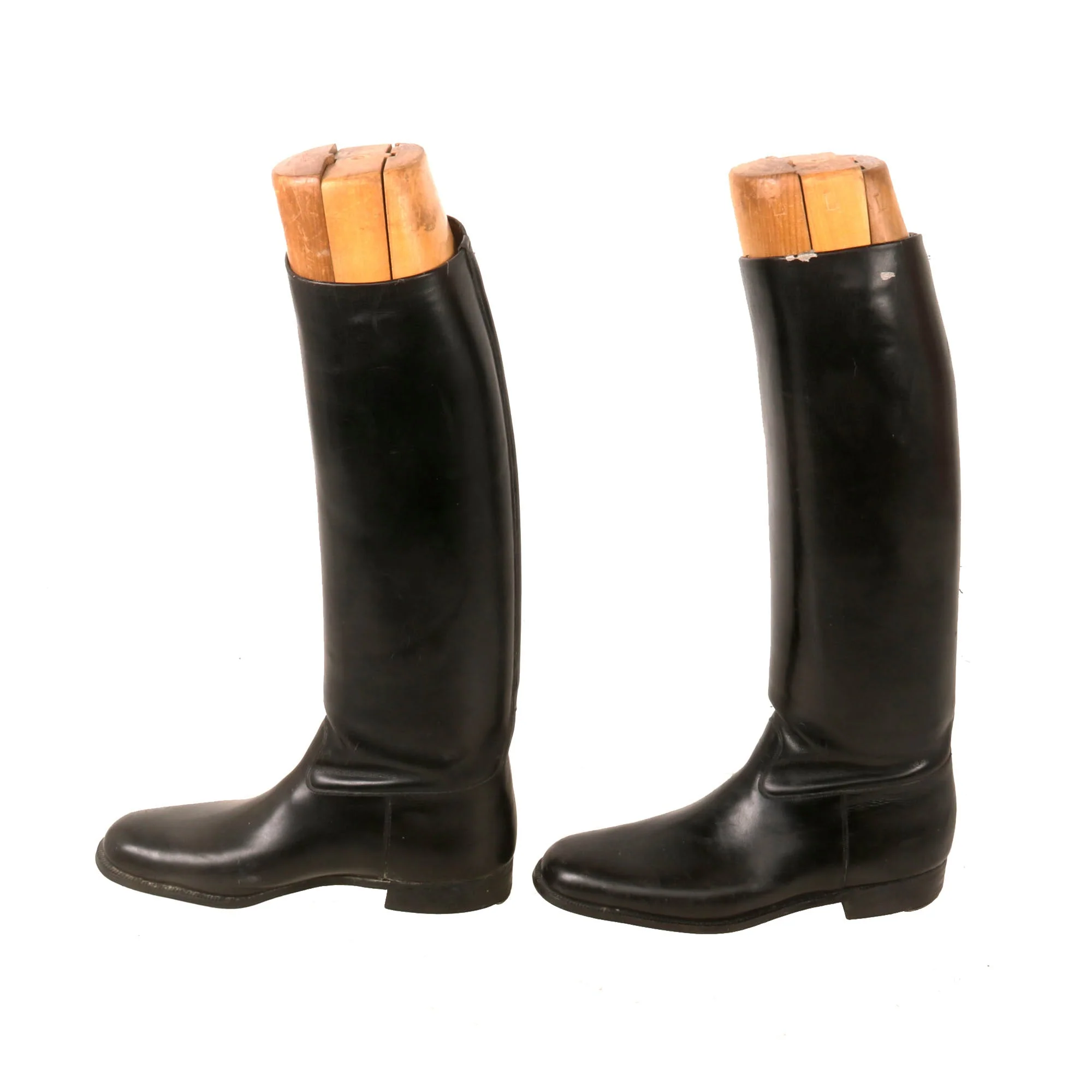 Original German WWII Officer's Tall Black Leather Jackboot Riding Boots with "Jigsaw" Boot Trees - Image 3