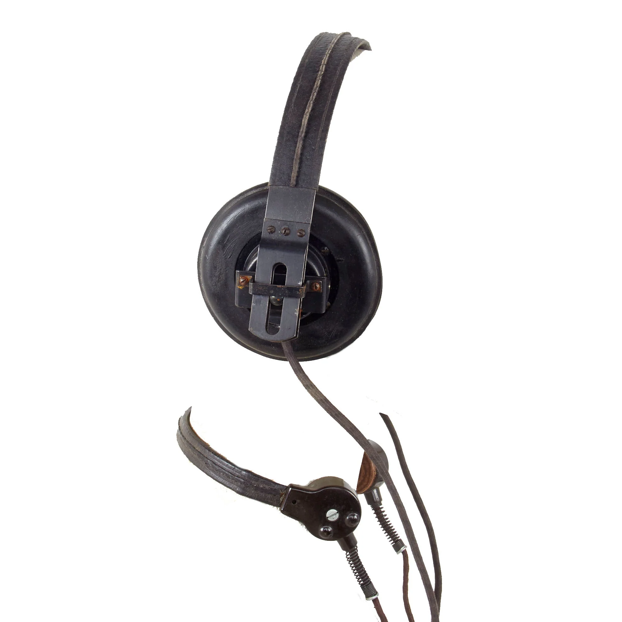 Original German WWII Panzer Armored Vehicle Model B Headset with Throat Mic - Image 10
