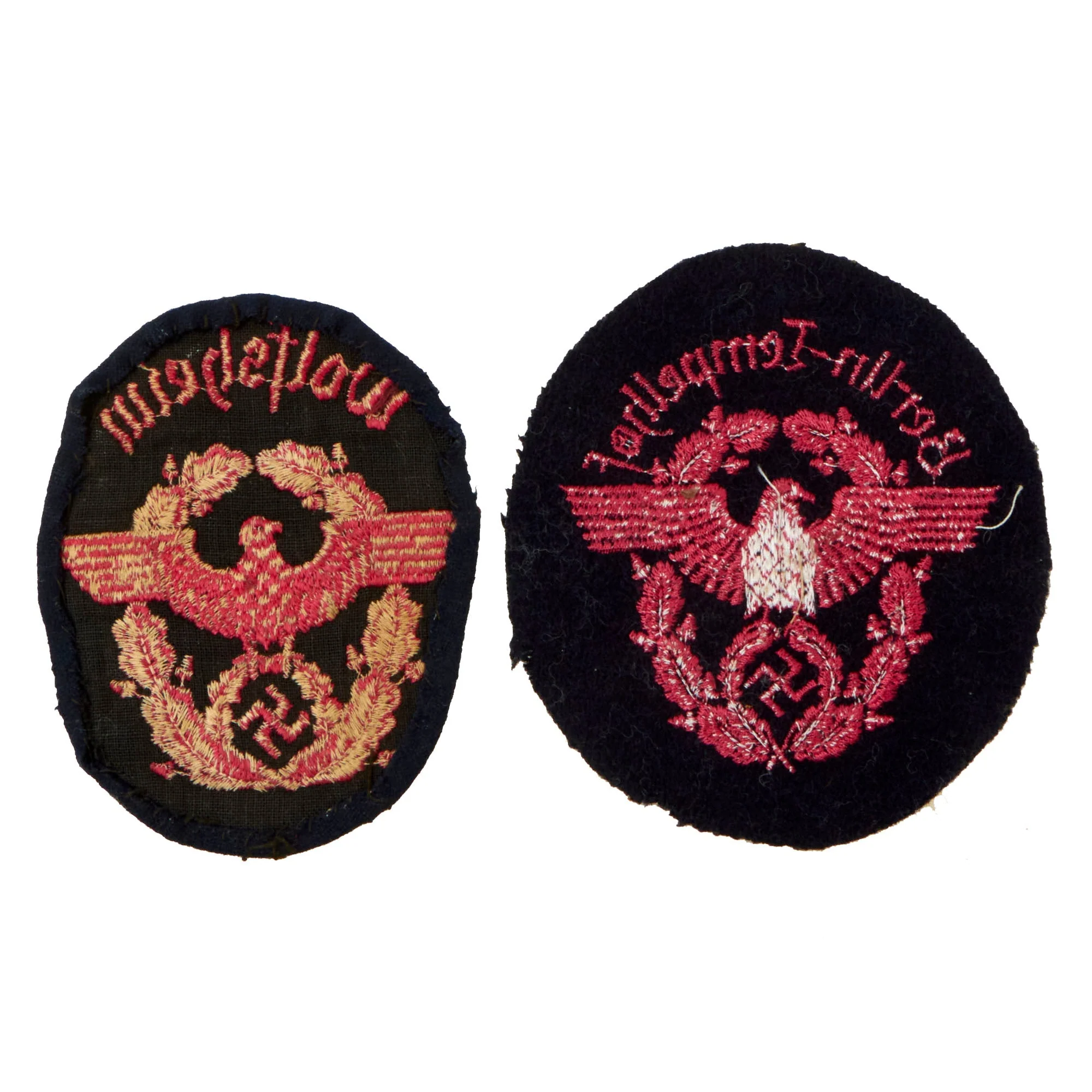 Original German WWII Patch and Insignia Grouping with Police Sleeve Eagles and More - 8 Items - Image 5
