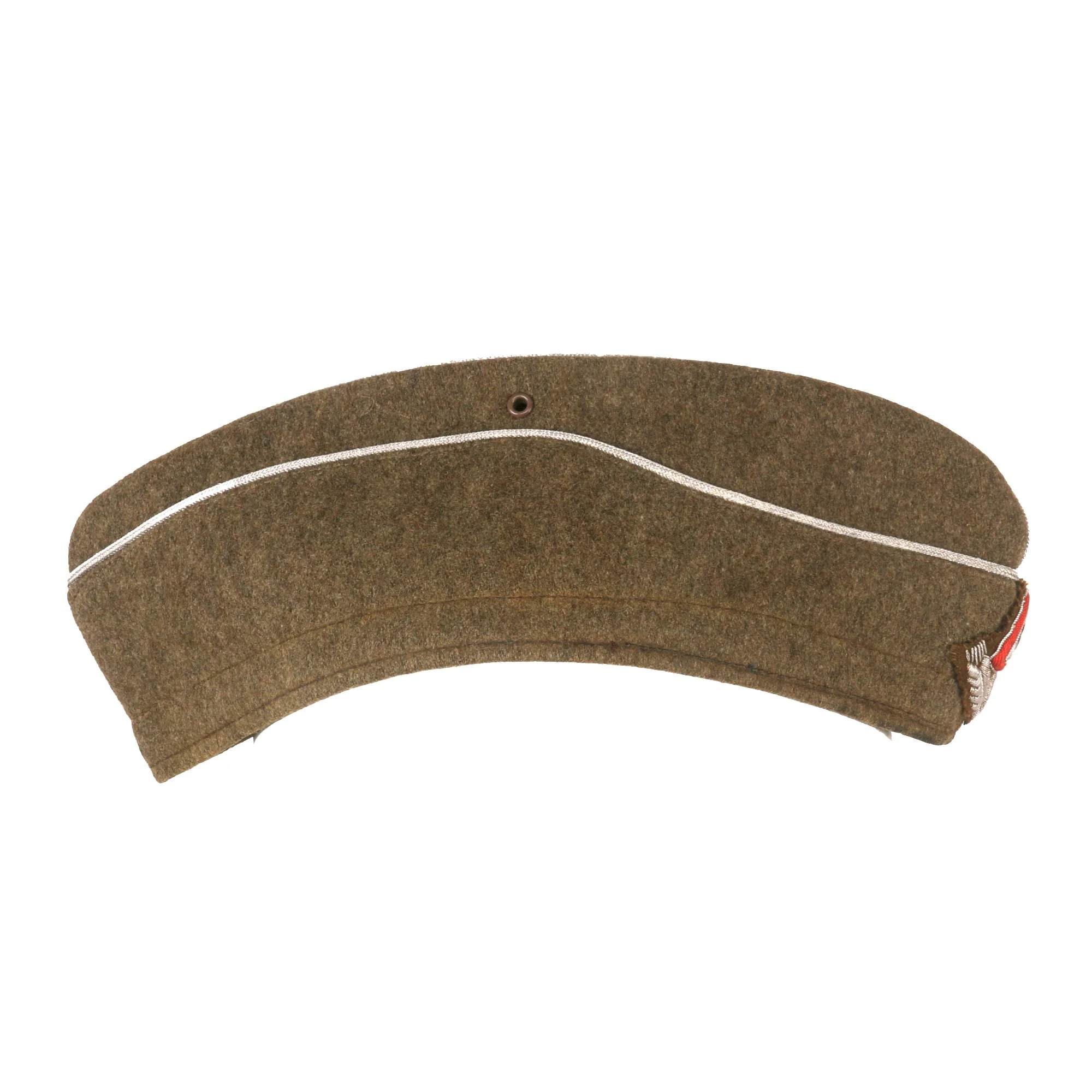 Original German WWII RAD National Labor Service Officer M38 Wool Overseas Cap with Flatwire Insignia - Image 6
