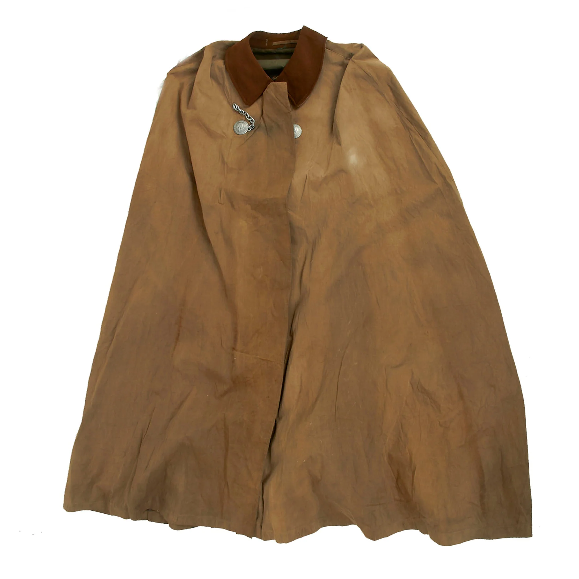 Original German WWII Reichsarbeitsdienst RAD Labor Service Officer's Rubberized Regenumhang Rain Cape with Closure Clasps - Image 9