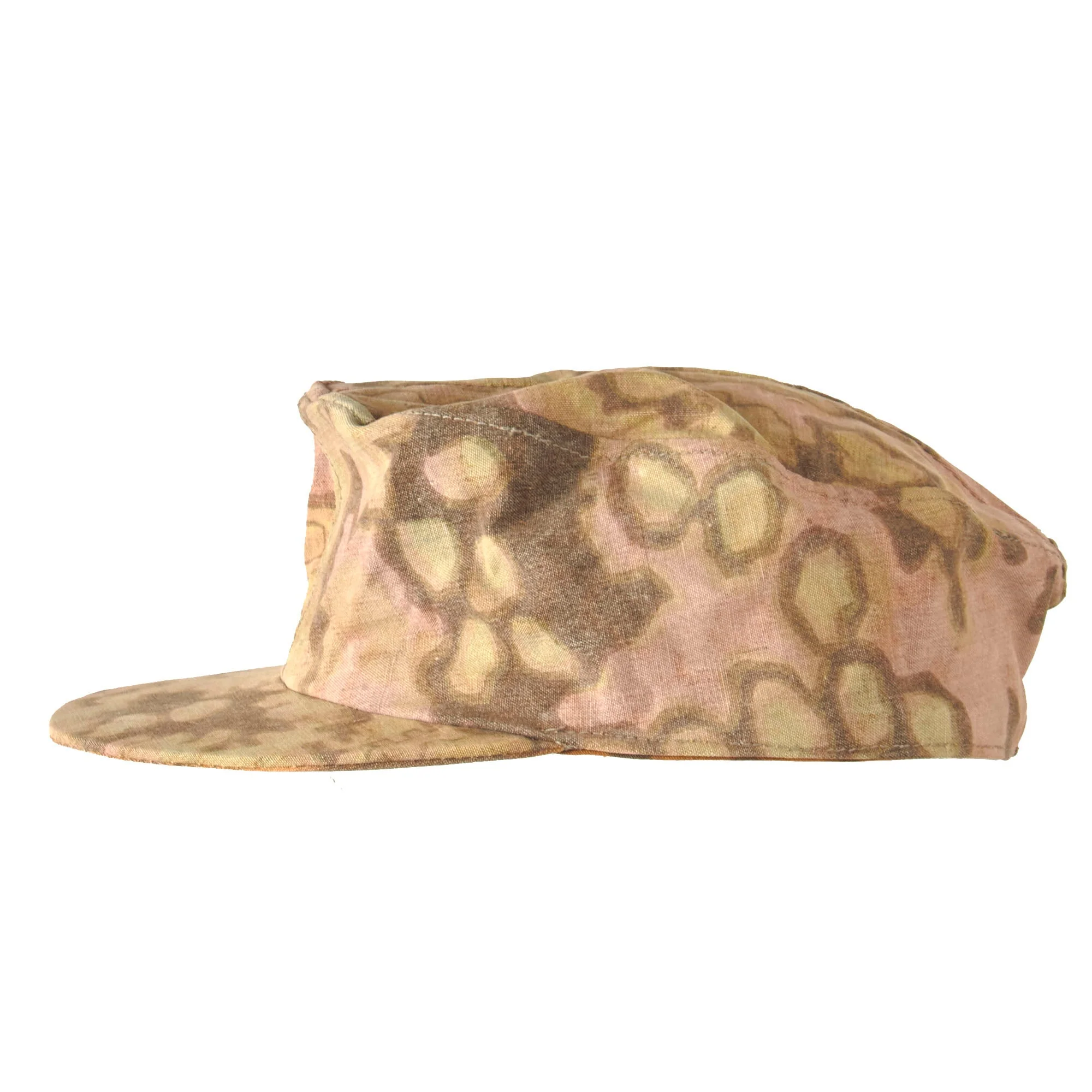 Original German WWII Reversible Waffen SS Field-Made Cap Made from Eichenlaubmuster Oak Pattern Camouflage - Image 6