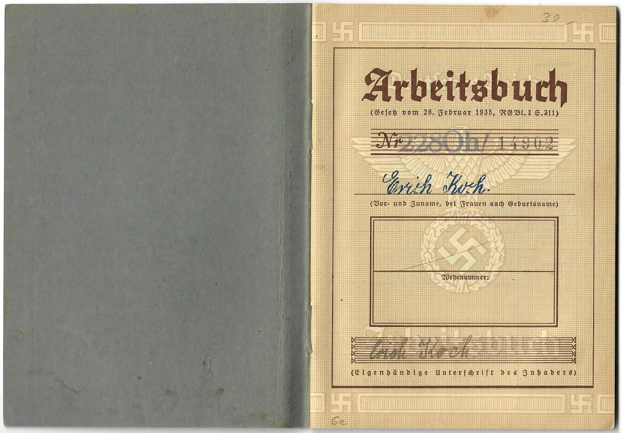 Original German WWII Set of Four Identification & Document Books - ID Card, Workbooks, and Foreign Passport - Image 12