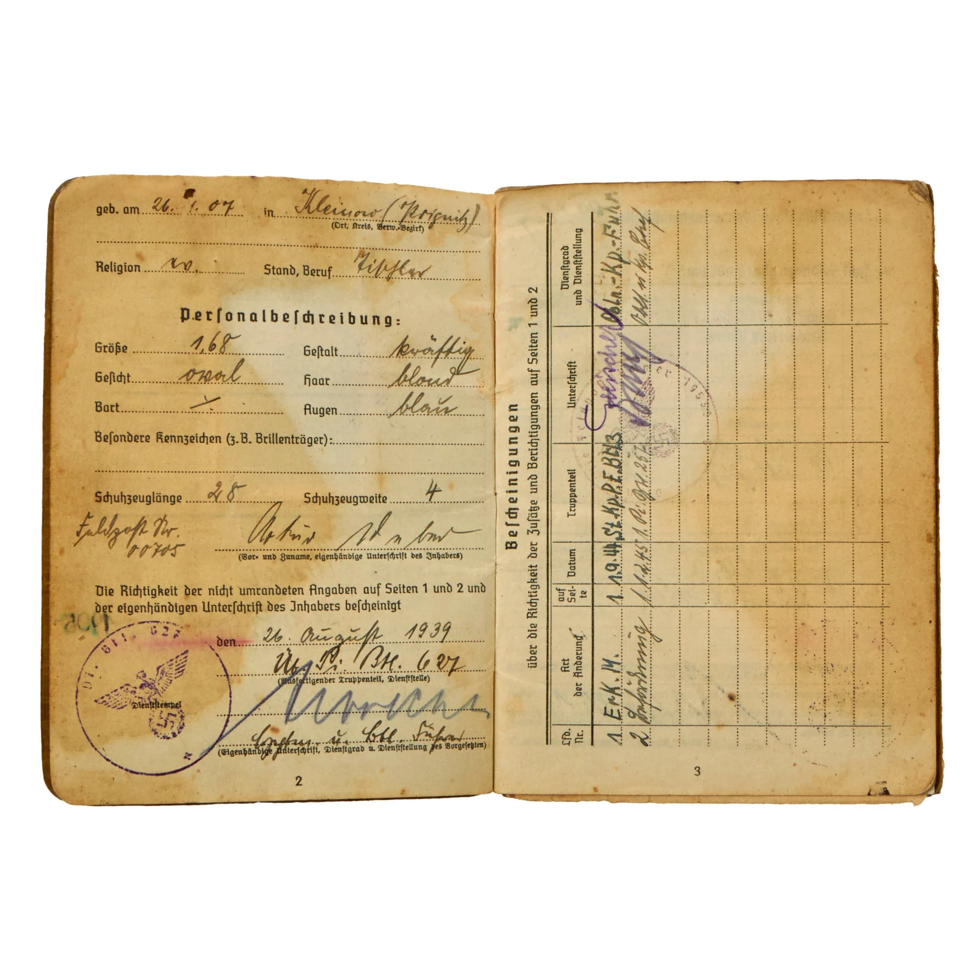 Original German WWII Soldbuch Soldier Identity & Payment Book of Operation Northwind Veteran Gefreiter Artur Weber with Translated Summary - Image 5