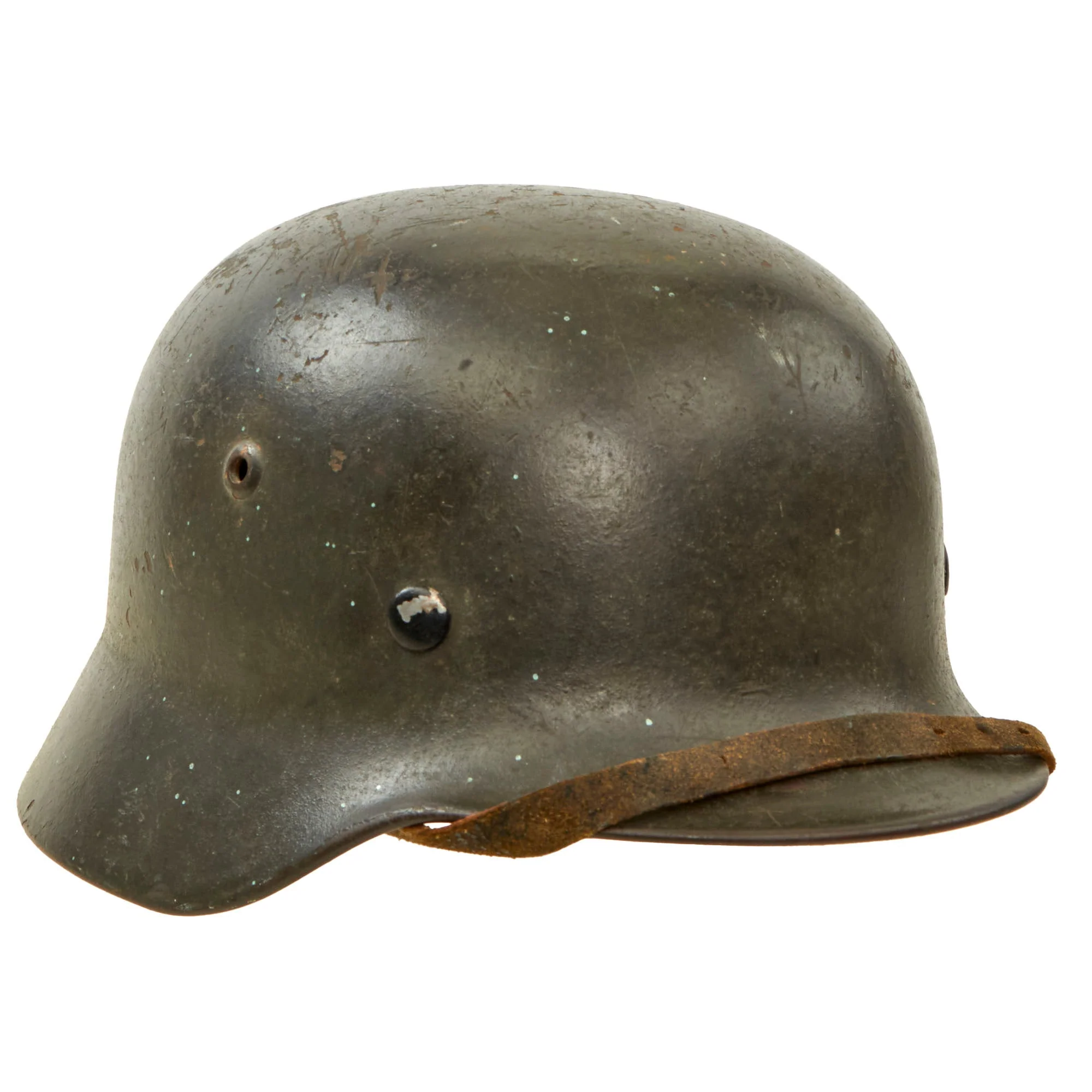 Original German WWII USGI Bringback Heer Army M35 Single Decal Steel Helmet with 56cm Liner & Chinstrap - Size 64 Shell - Image 4