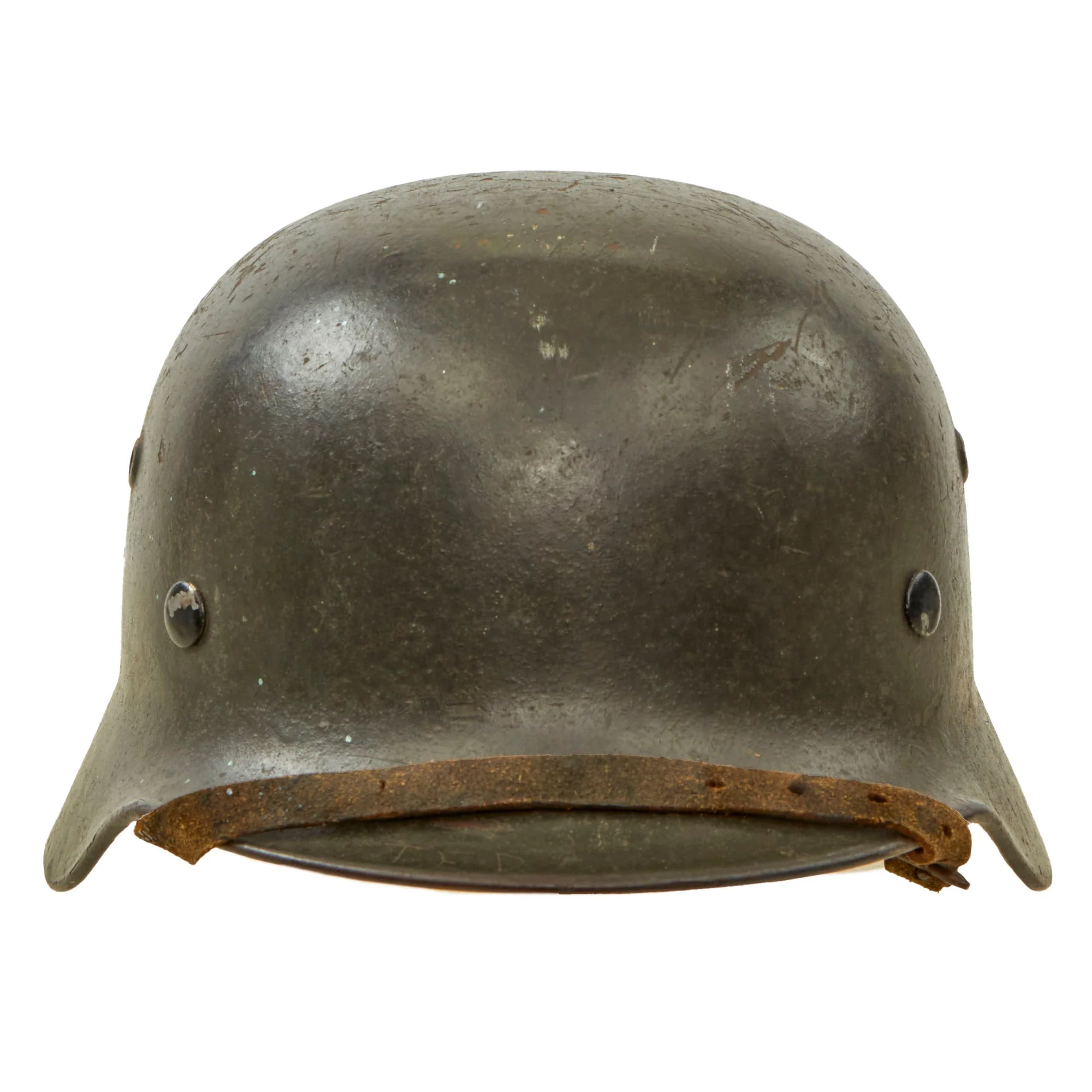 Original German WWII USGI Bringback Heer Army M35 Single Decal Steel Helmet with 56cm Liner & Chinstrap - Size 64 Shell - Image 8