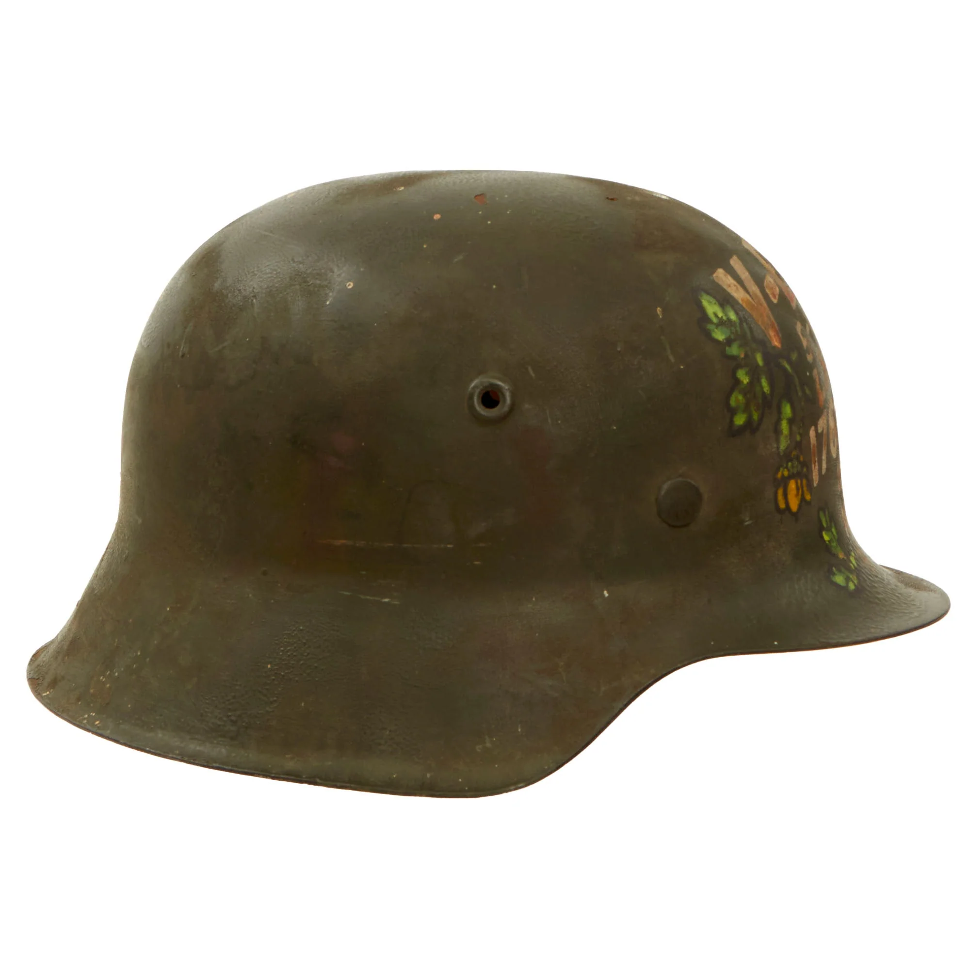 Original German WWII USGI Decorated 176th General Hospital M42 Army Heer Helmet with Inscribed Relic Liner - Stamped NS64 - Image 9