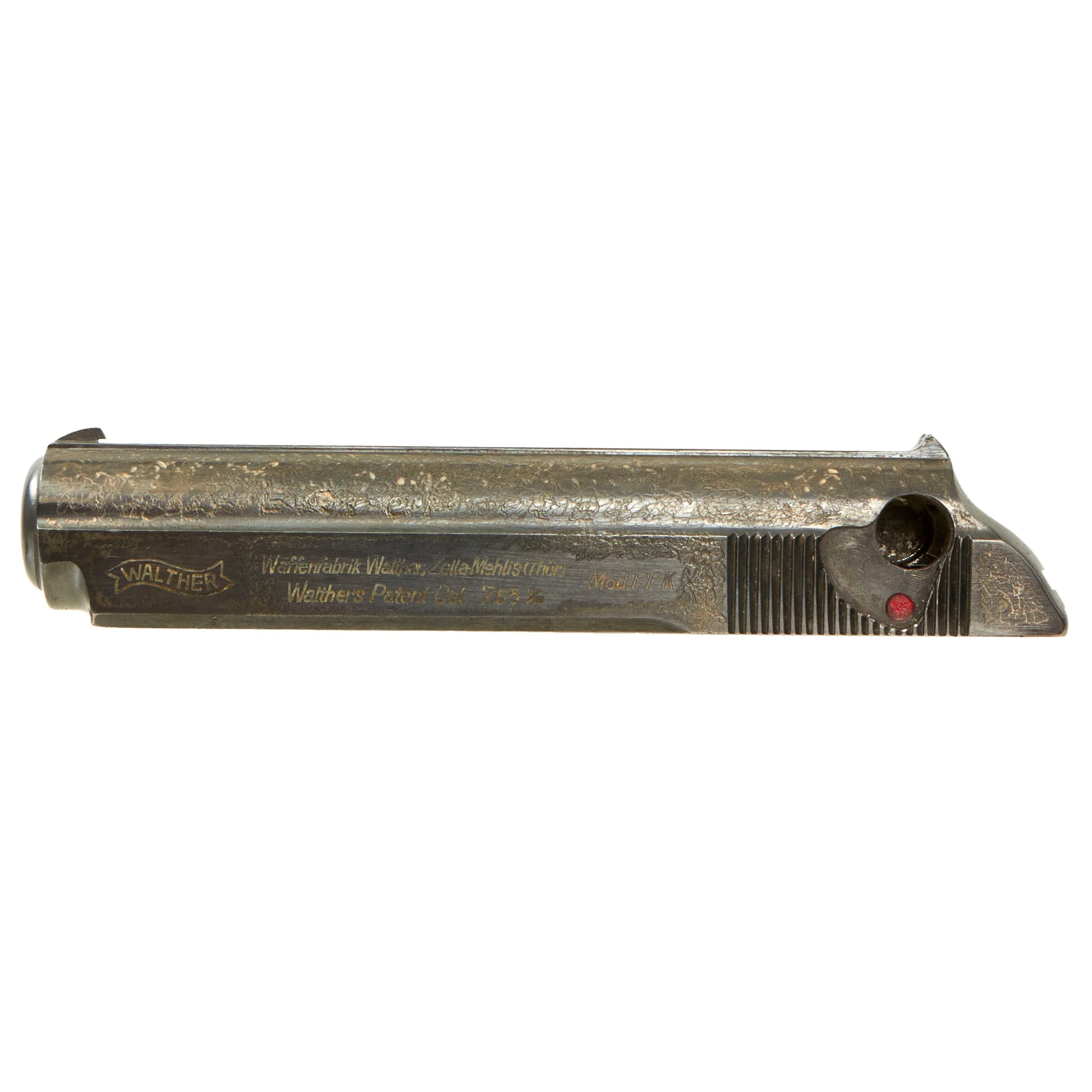 Original German WWII Walther PPK Pistol Stripped Slide with Etched Texture - Image 4