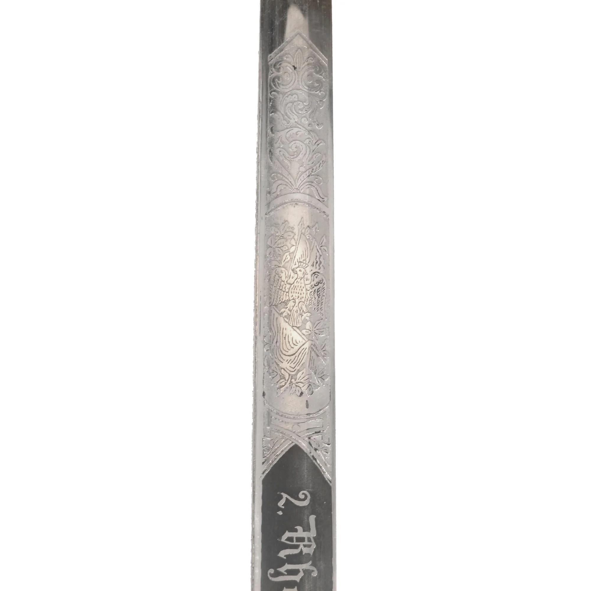 Original Imperial German WWI 9th (2nd Rhenish) Hussars M1889 Presentation Sword & Scabbard with Fireblued Blade - Image 11